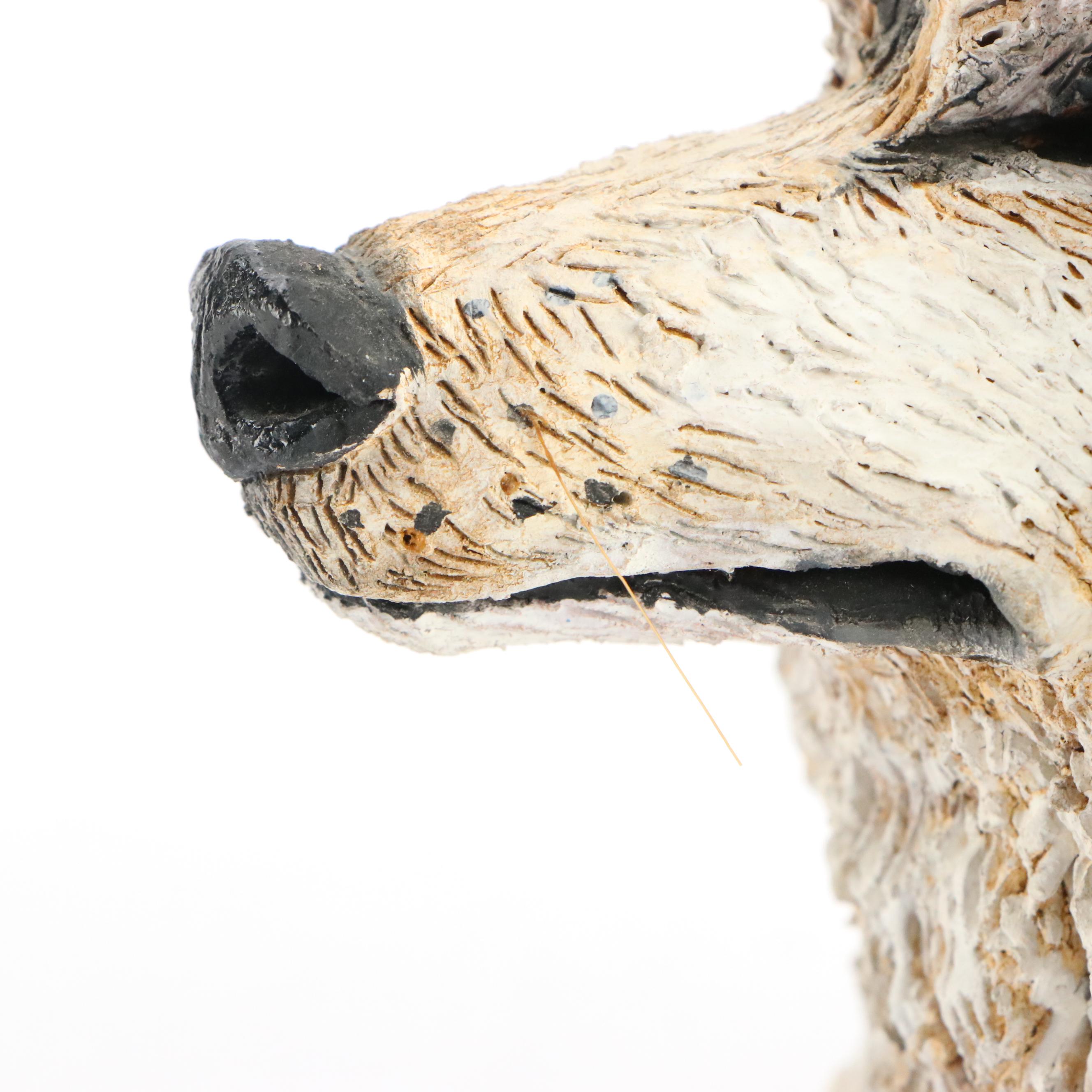 Handmade Textured Ceramic Wolf Head