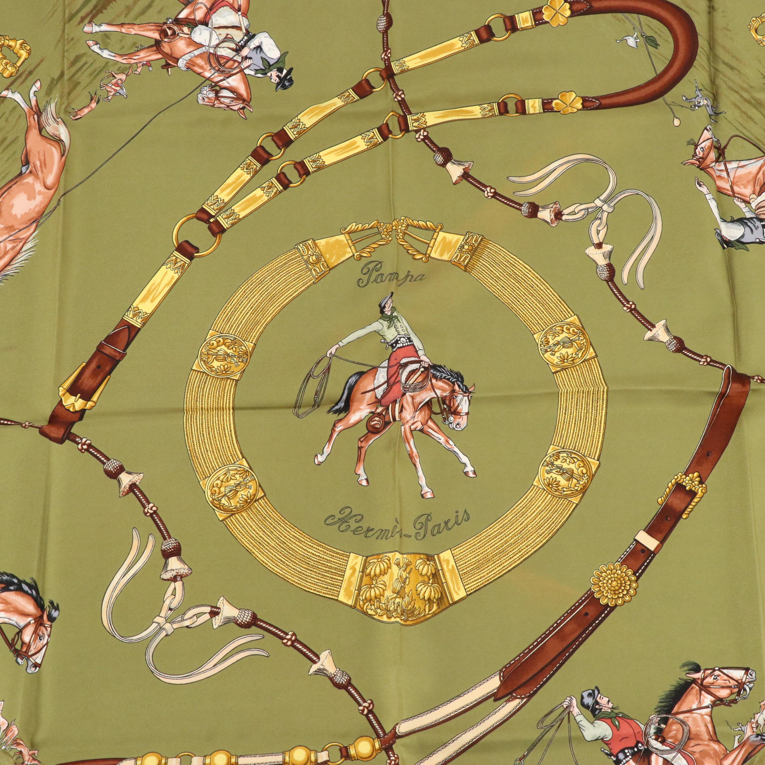 Hermès "Pampa" Silk Twill Scarf 90