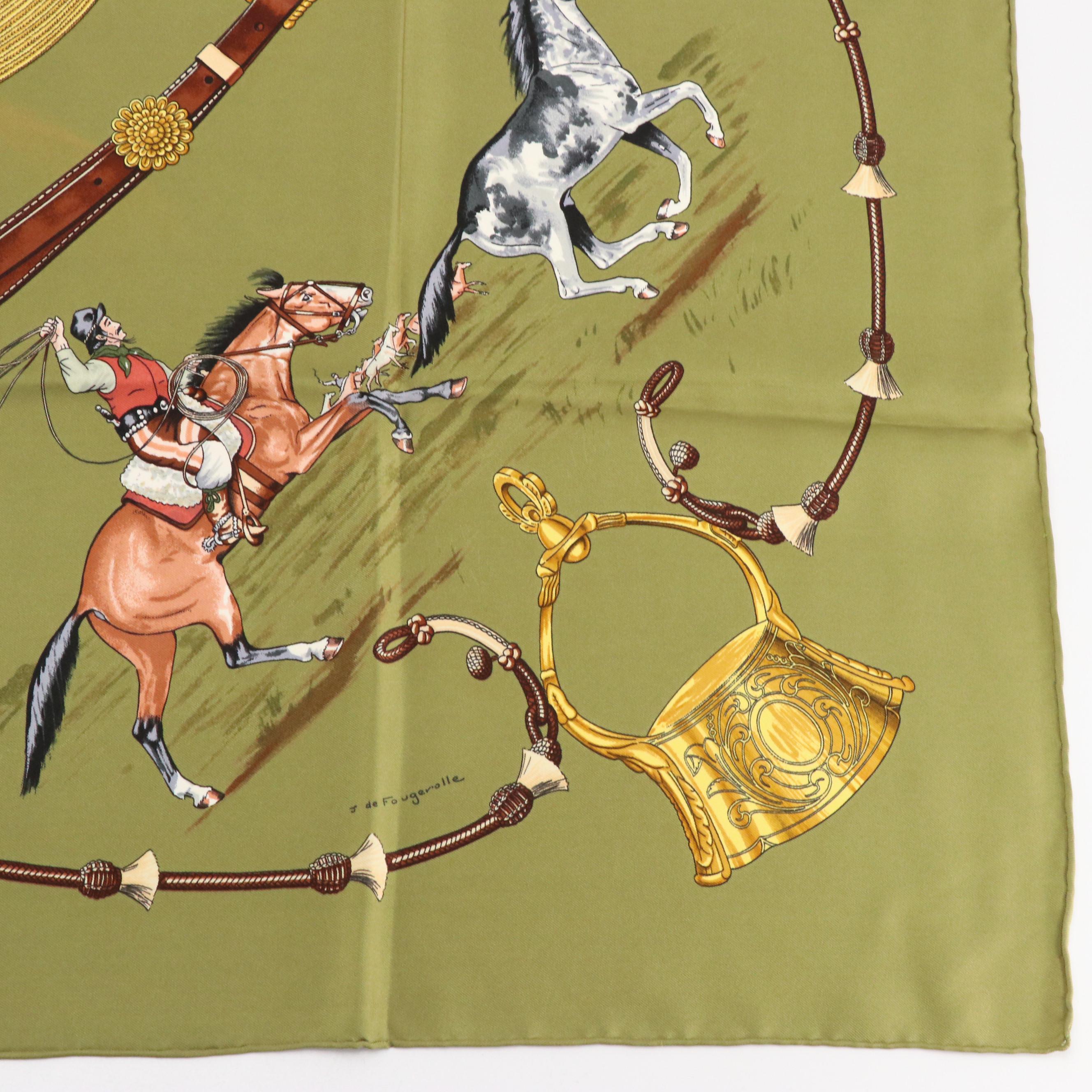 Hermès "Pampa" Silk Twill Scarf 90