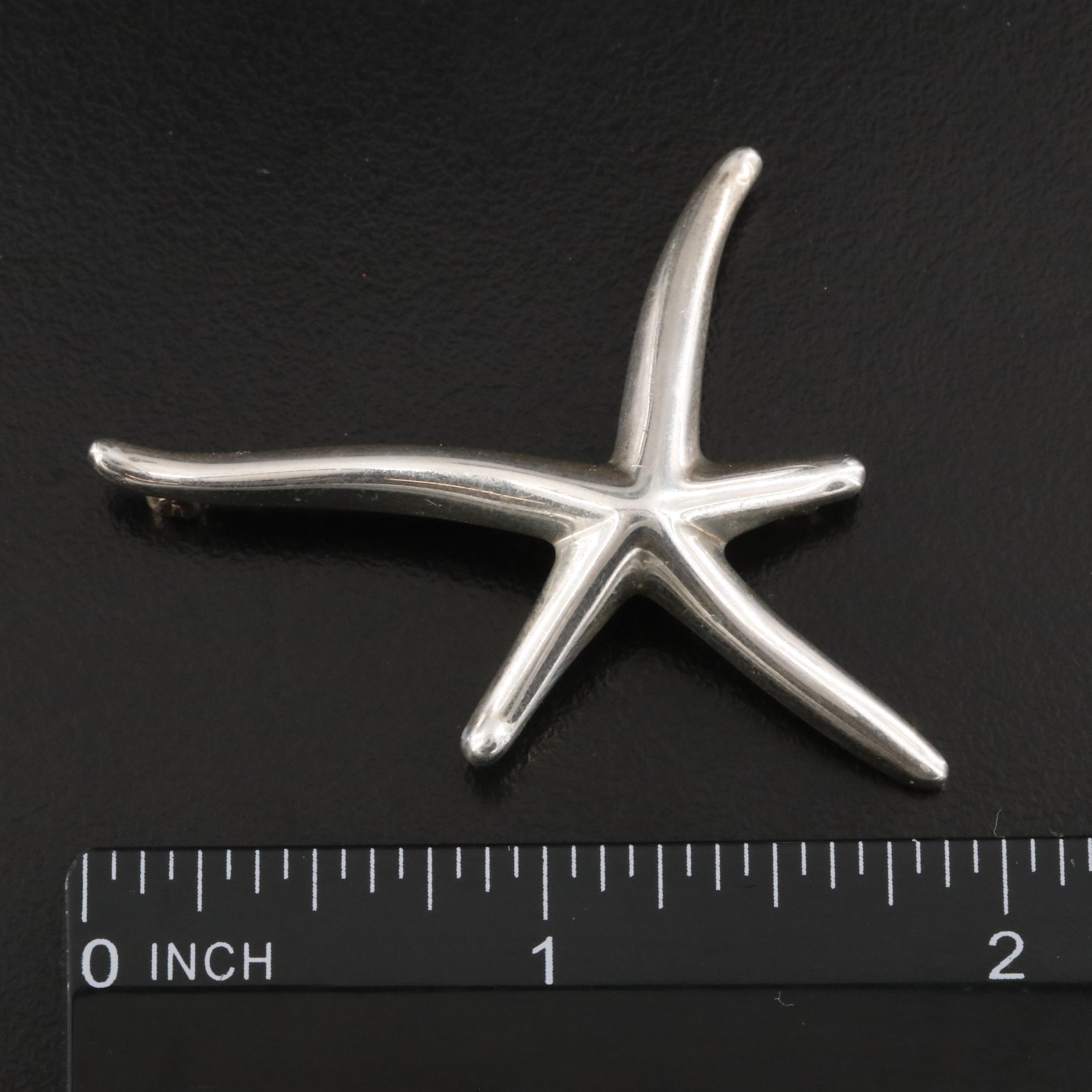 Tiffany & Co. Sterling Picasso Hammered Flower Ring and Peretti Starfish Brooch