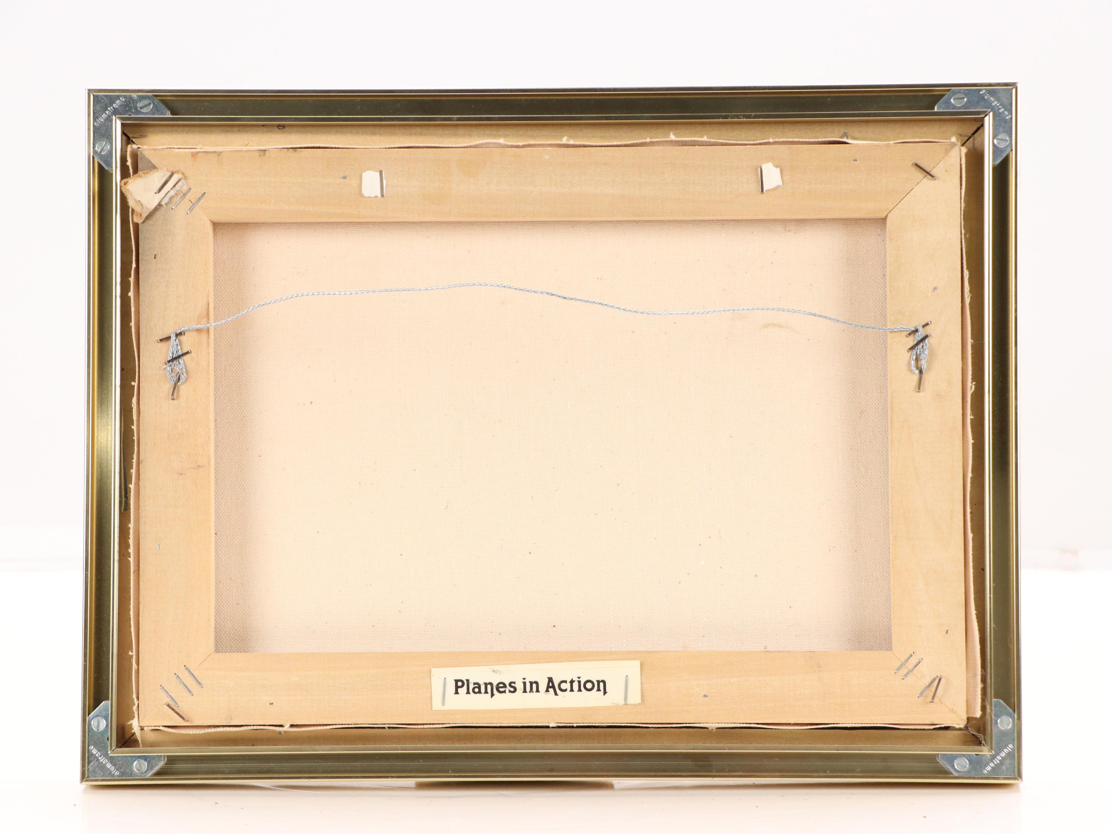 Waco Airplanes Hangar Scene Offset Lithograph "Planes in Action"