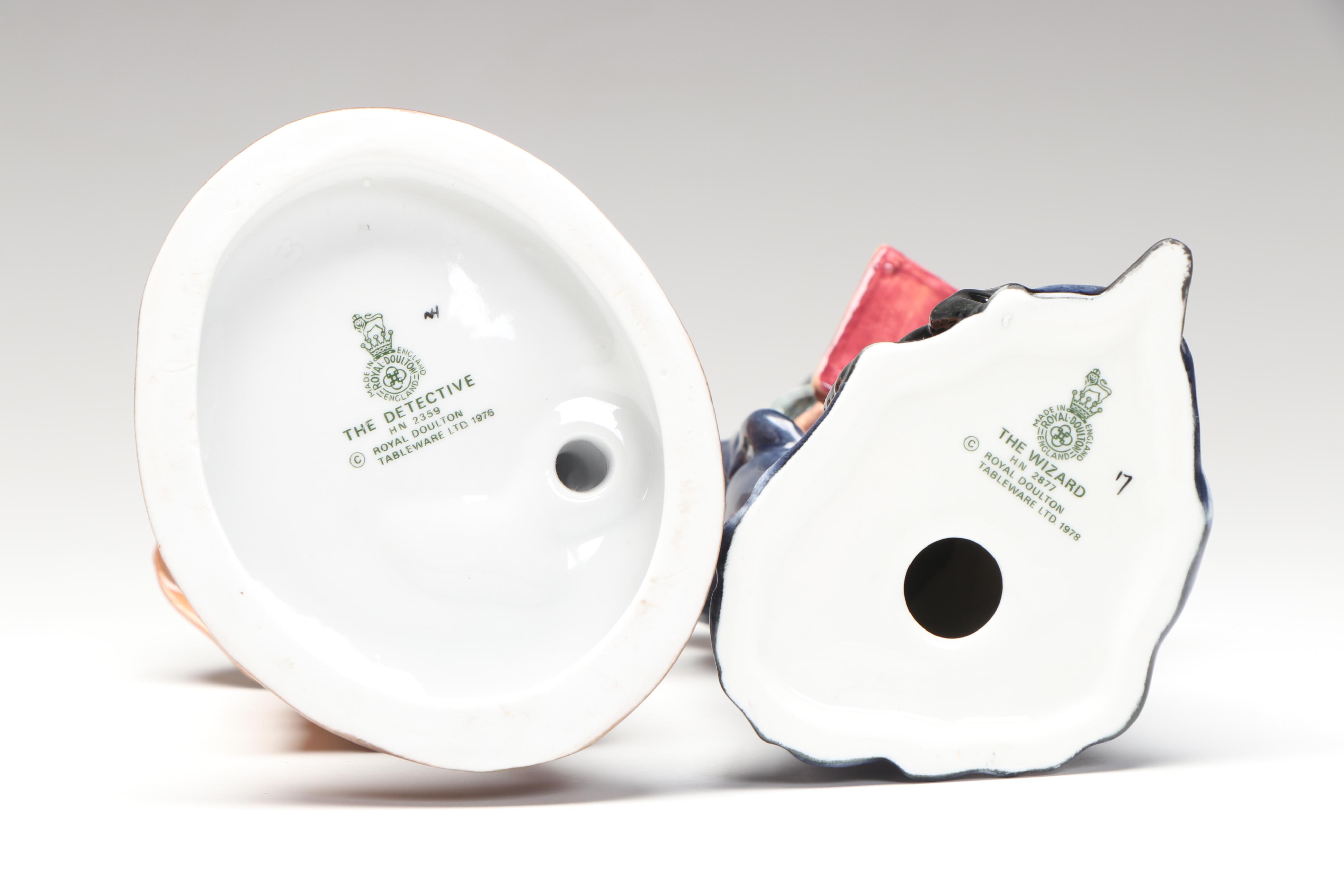 Royal Doulton Hand-Painted "The Detective" and "The Wizard" Porcelain Figures