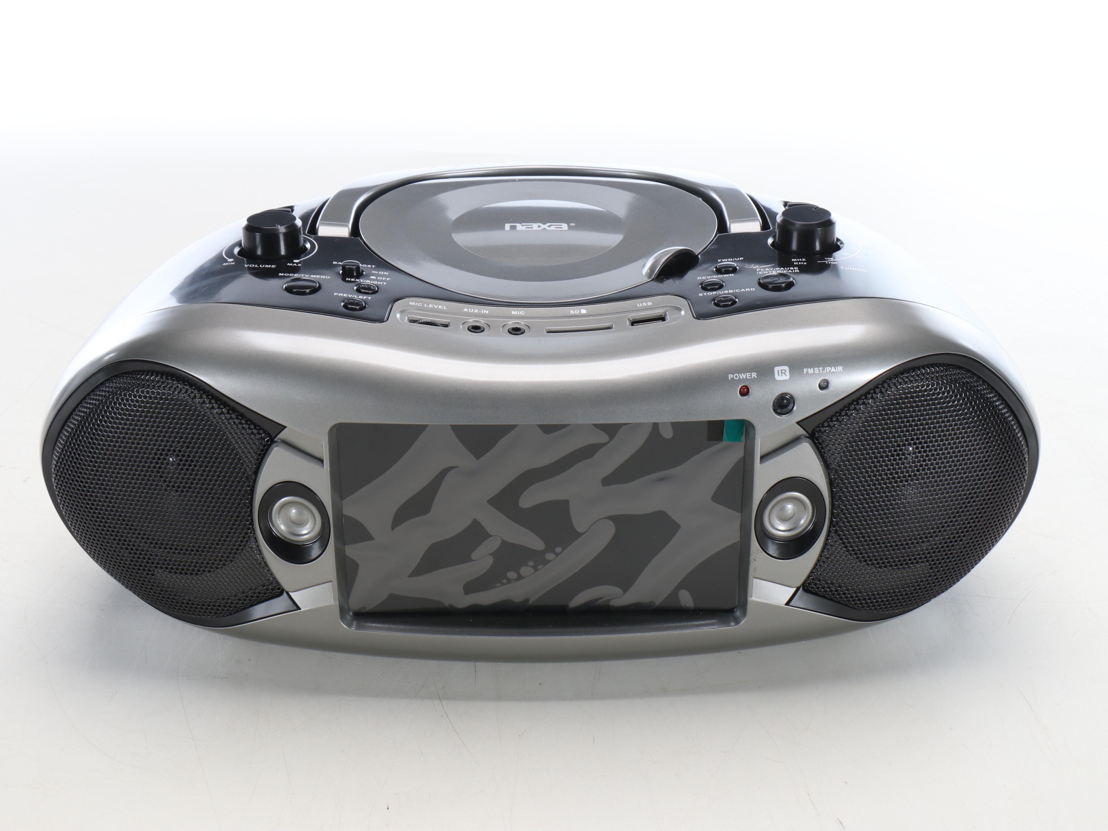 Naxa 7" Bluetooth DVD Boombox with TV and Microphone