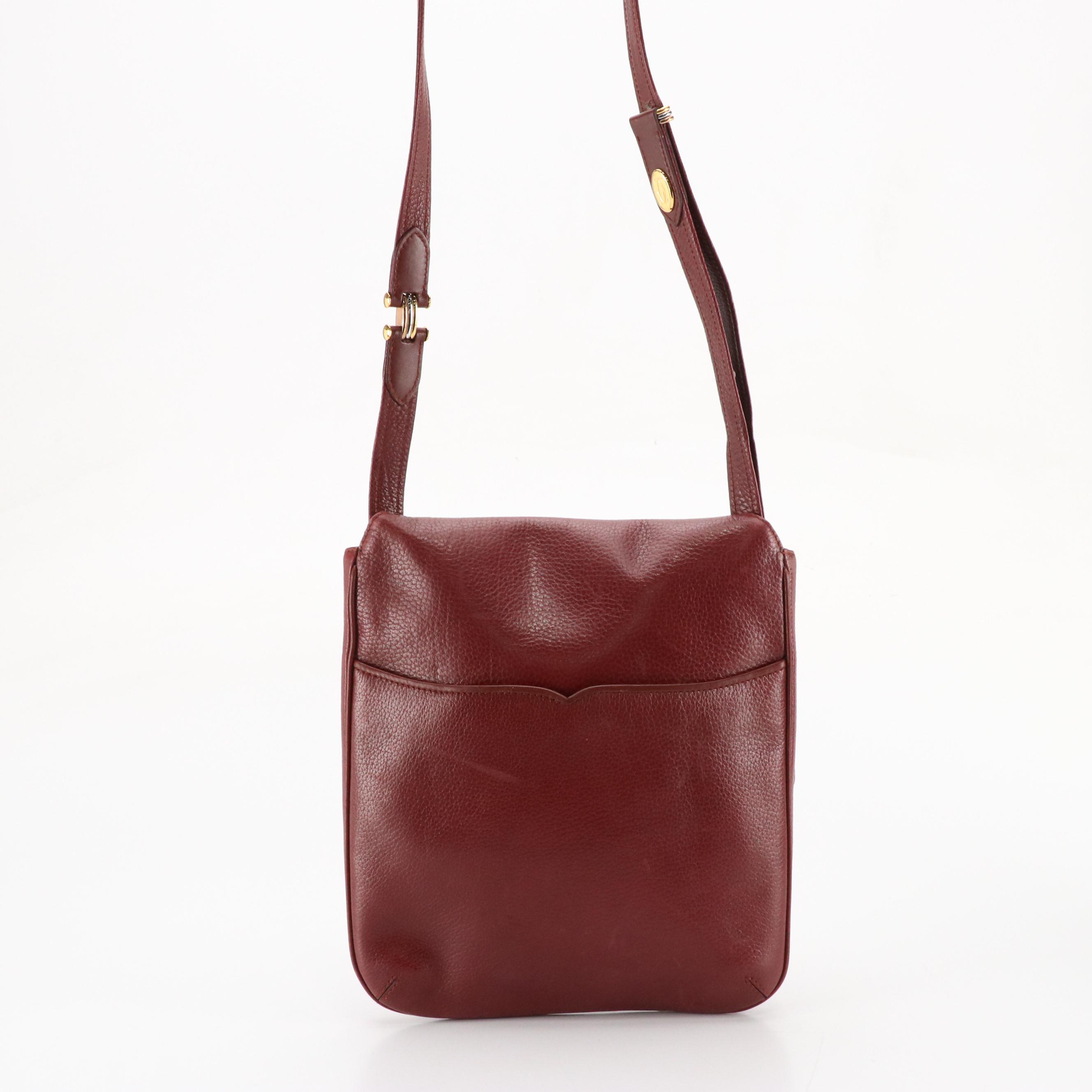 Cartier Must de Cartier Burgundy Calfskin Leather Shoulder Bag