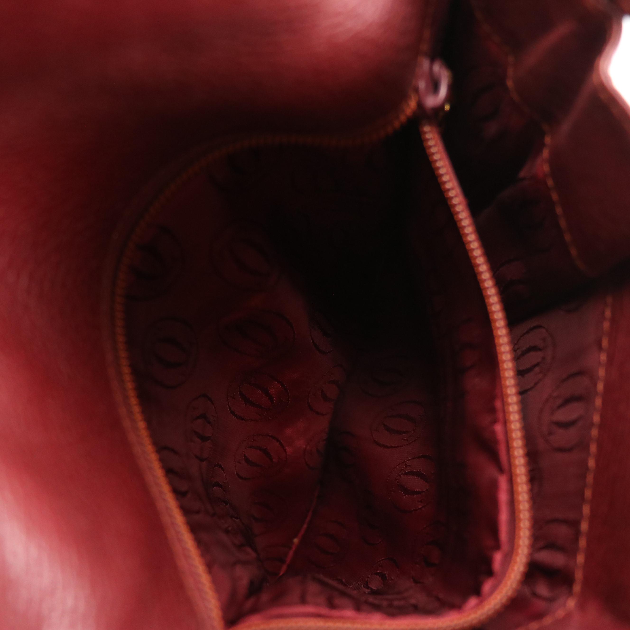 Cartier Must de Cartier Burgundy Calfskin Leather Shoulder Bag