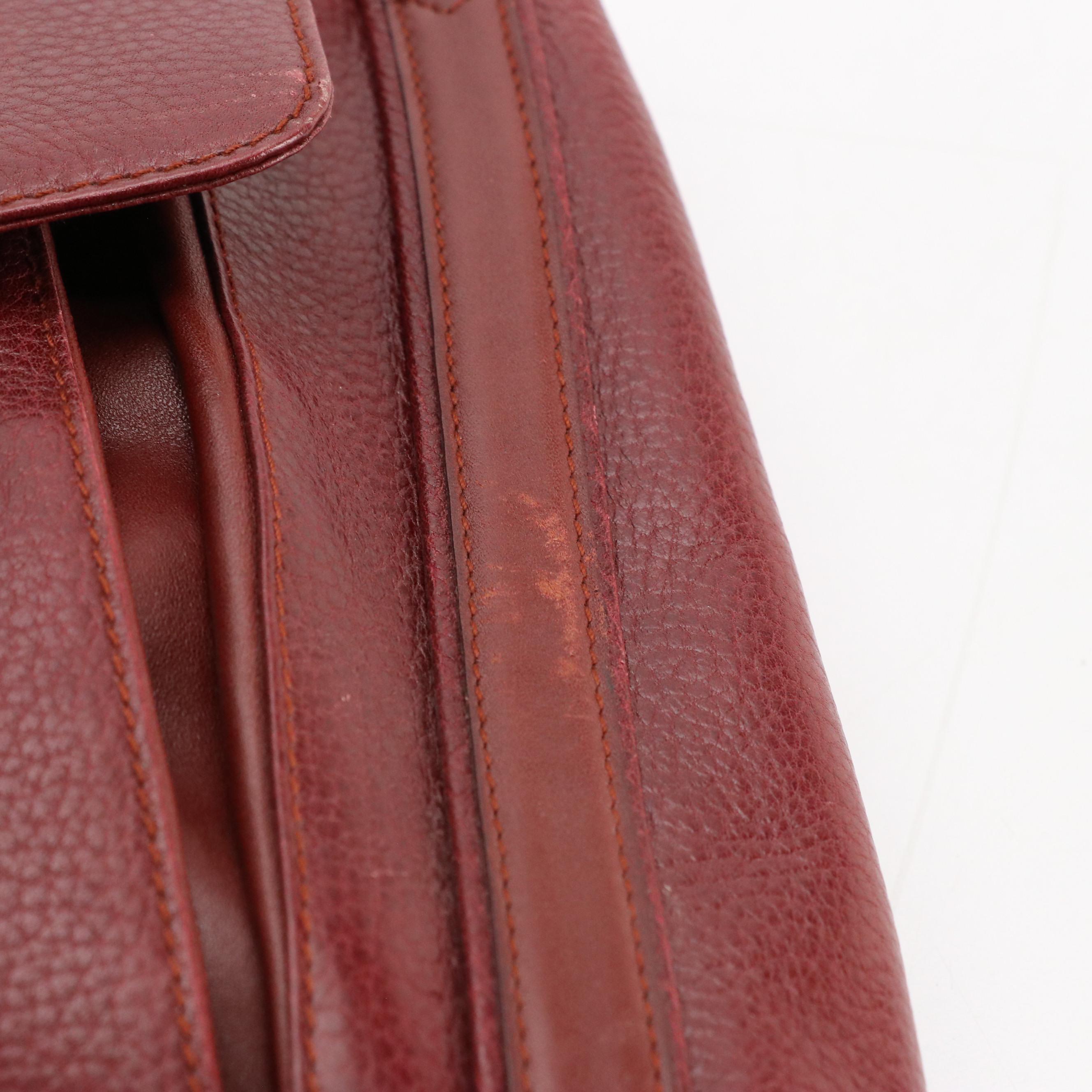 Cartier Must de Cartier Burgundy Calfskin Leather Shoulder Bag