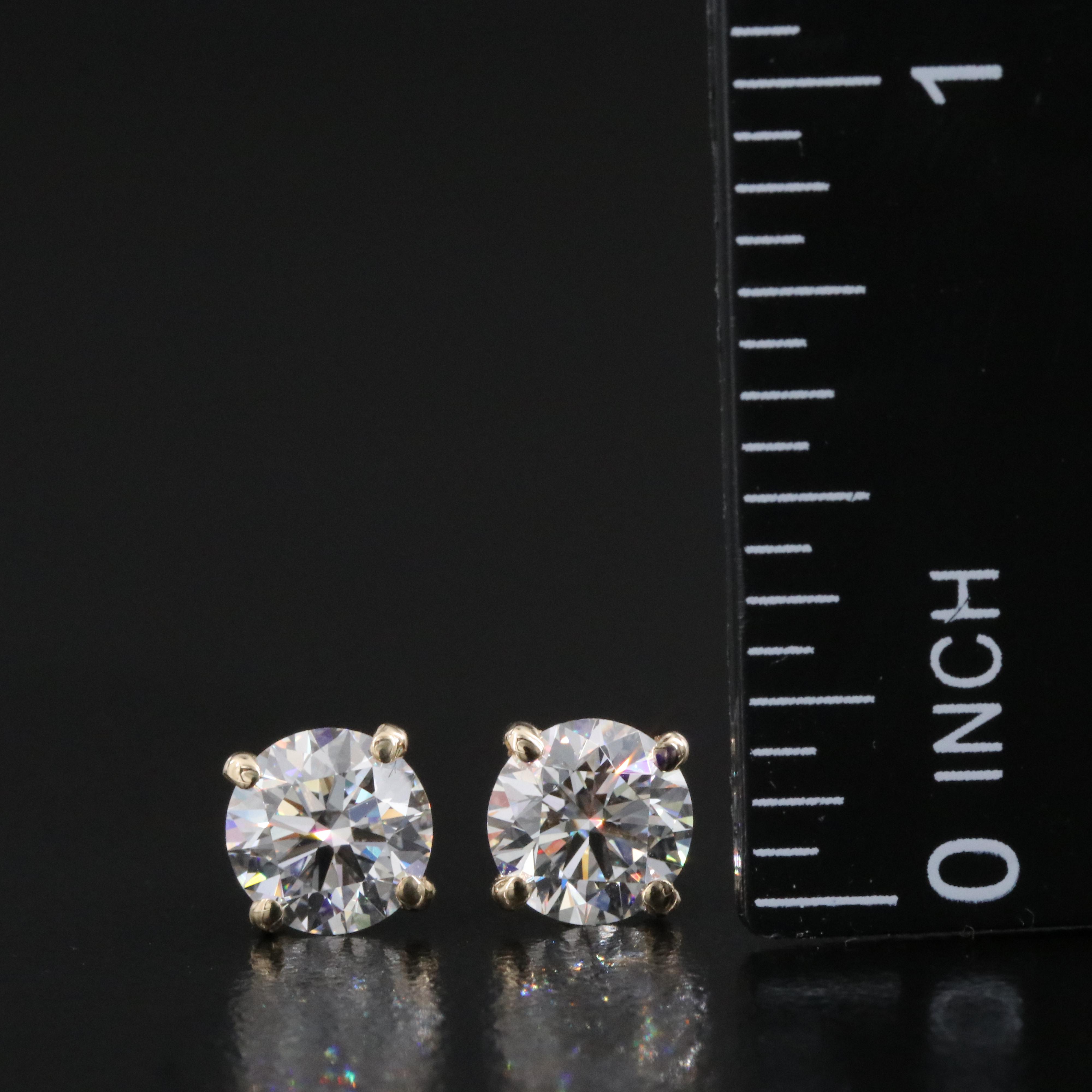 14K 2.06 CTW Lab Grown Internally Flawless Diamond Stud Earrings with IGI Report