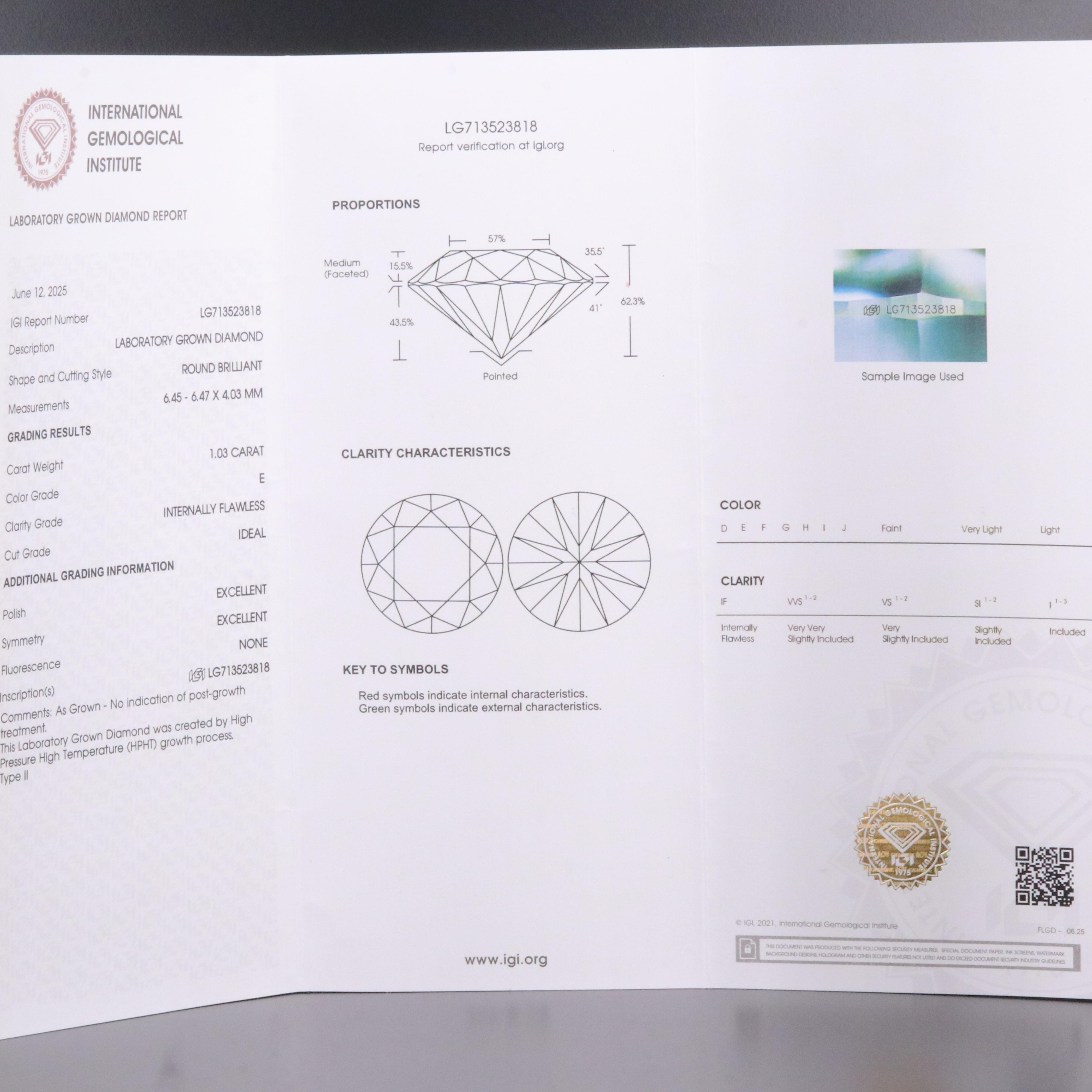 14K 2.06 CTW Lab Grown Internally Flawless Diamond Stud Earrings with IGI Report