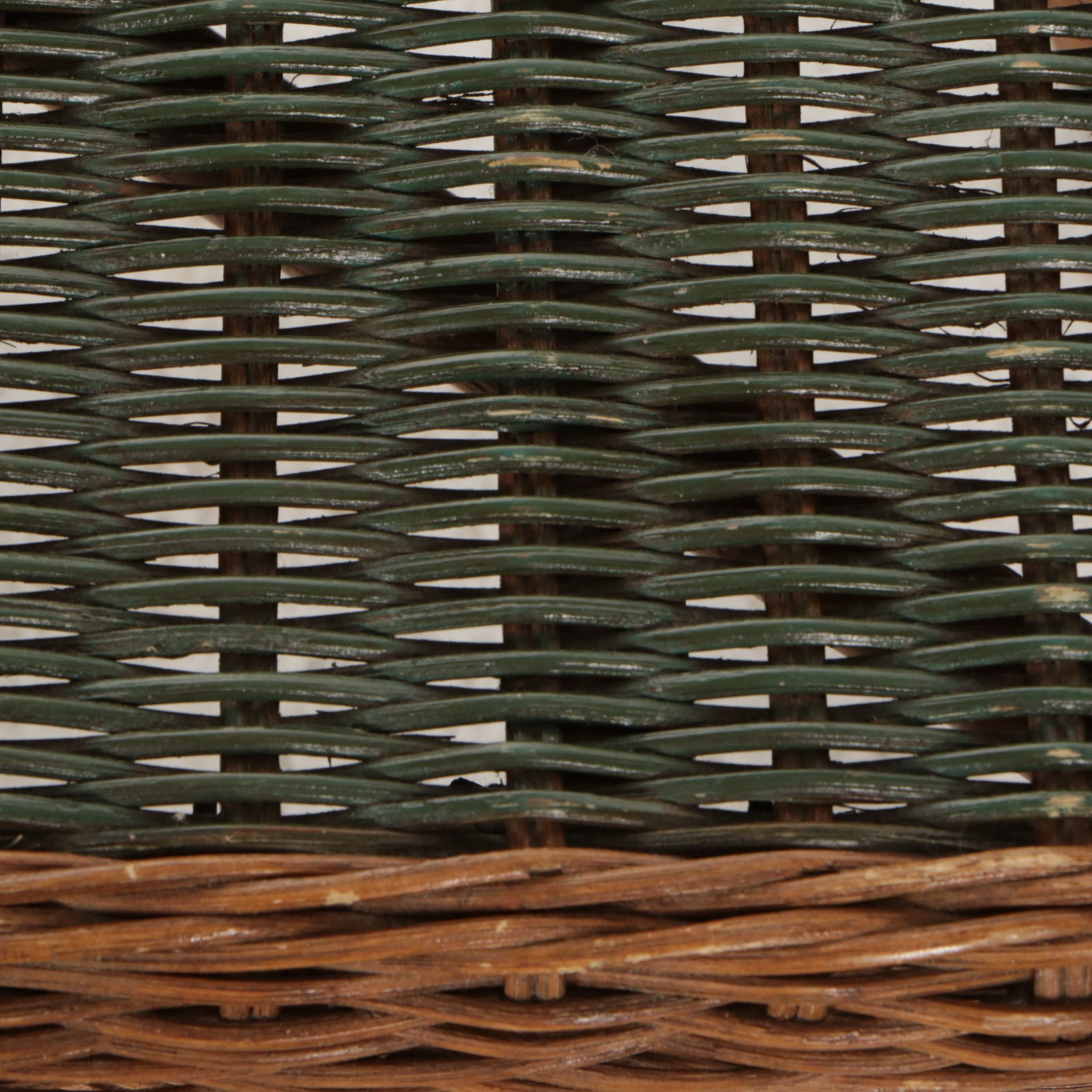 Painted Rattan Wicker Demilune Table with Four Side Tables, Mid-20th Century