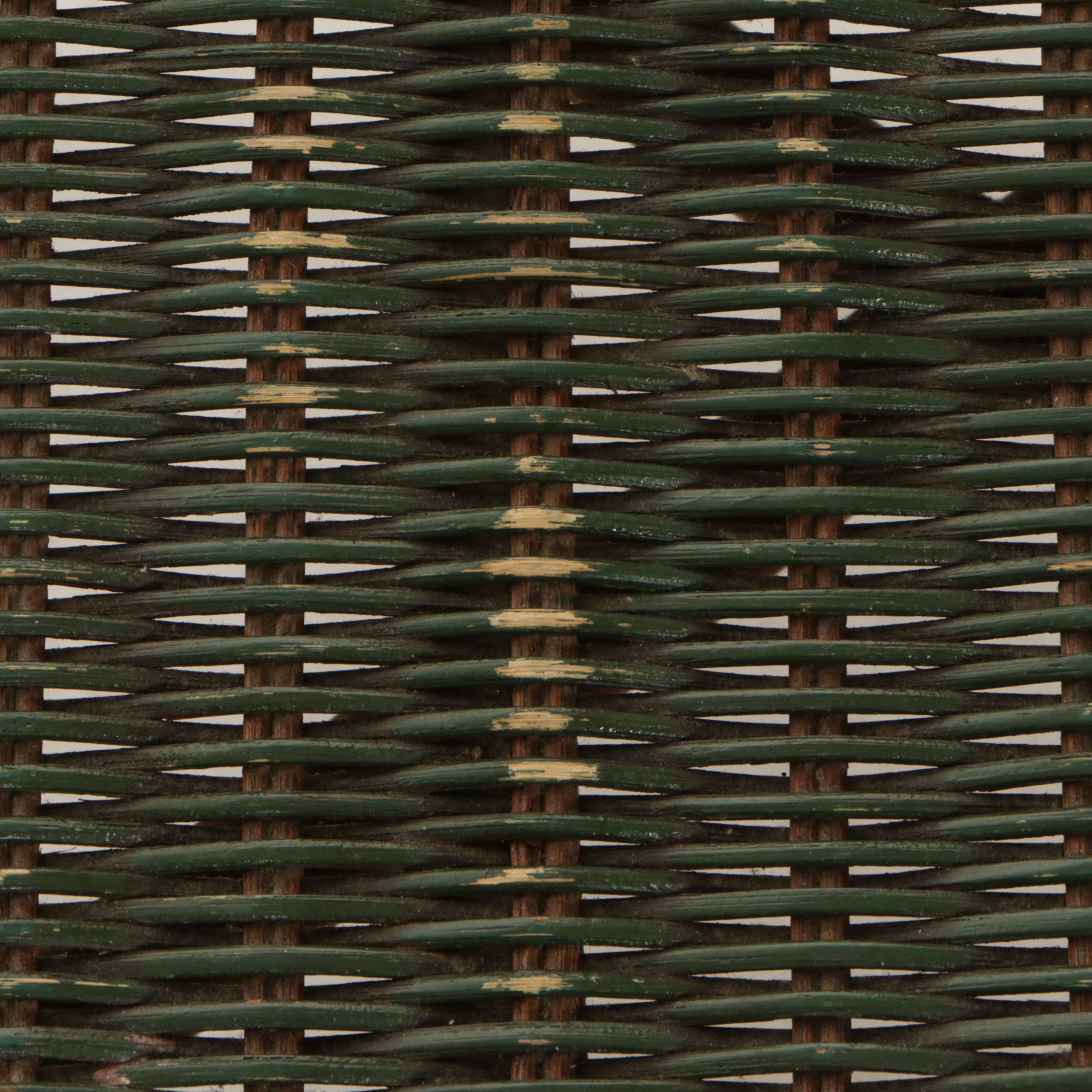 Painted Rattan Wicker Demilune Table with Four Side Tables, Mid-20th Century