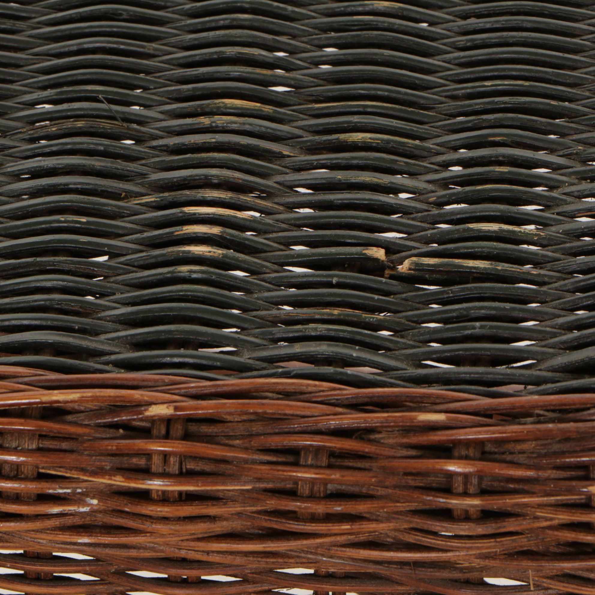 Painted Rattan Wicker Demilune Table with Four Side Tables, Mid-20th Century
