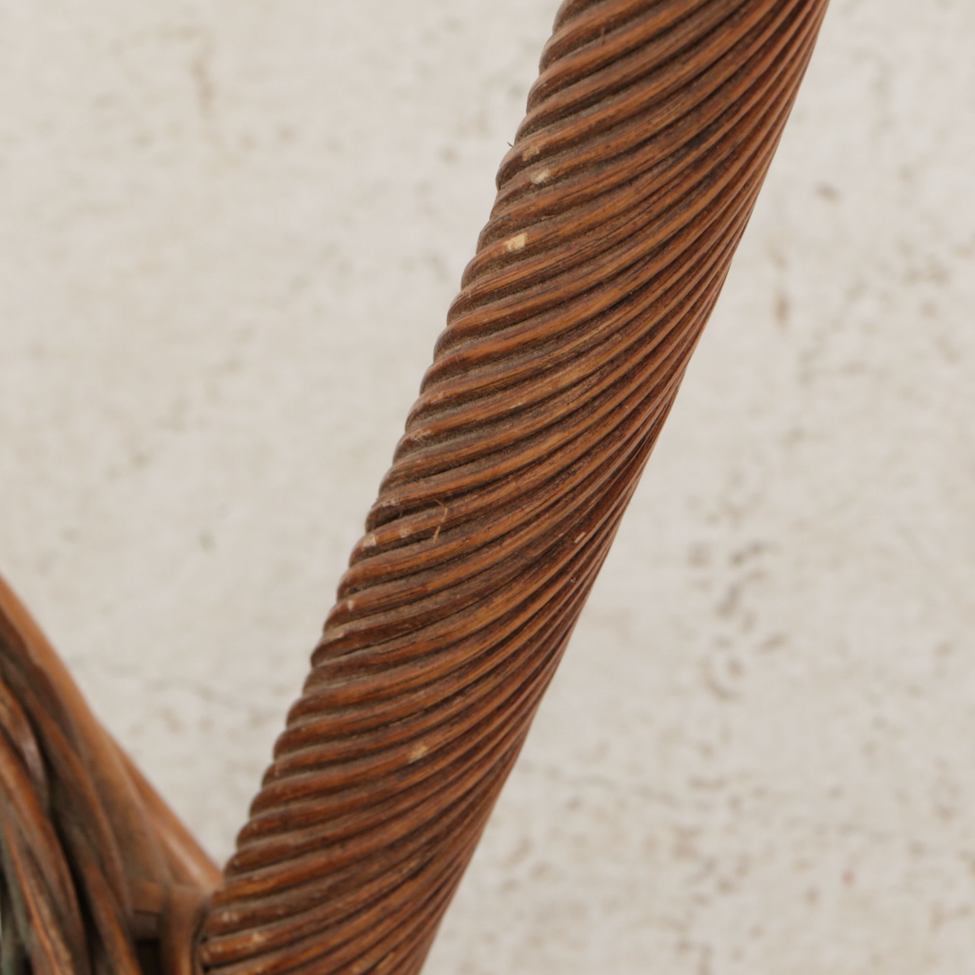 Painted Rattan Wicker Demilune Table with Four Side Tables, Mid-20th Century