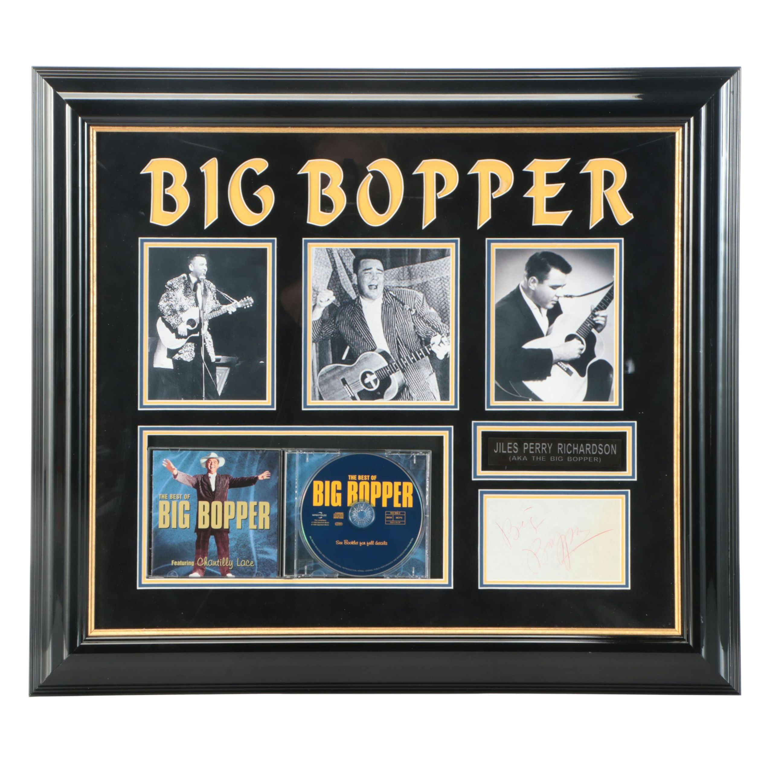 Jiles Perry Richardson "Big Bopper" Signed Cut Page with CD and Photo Prints