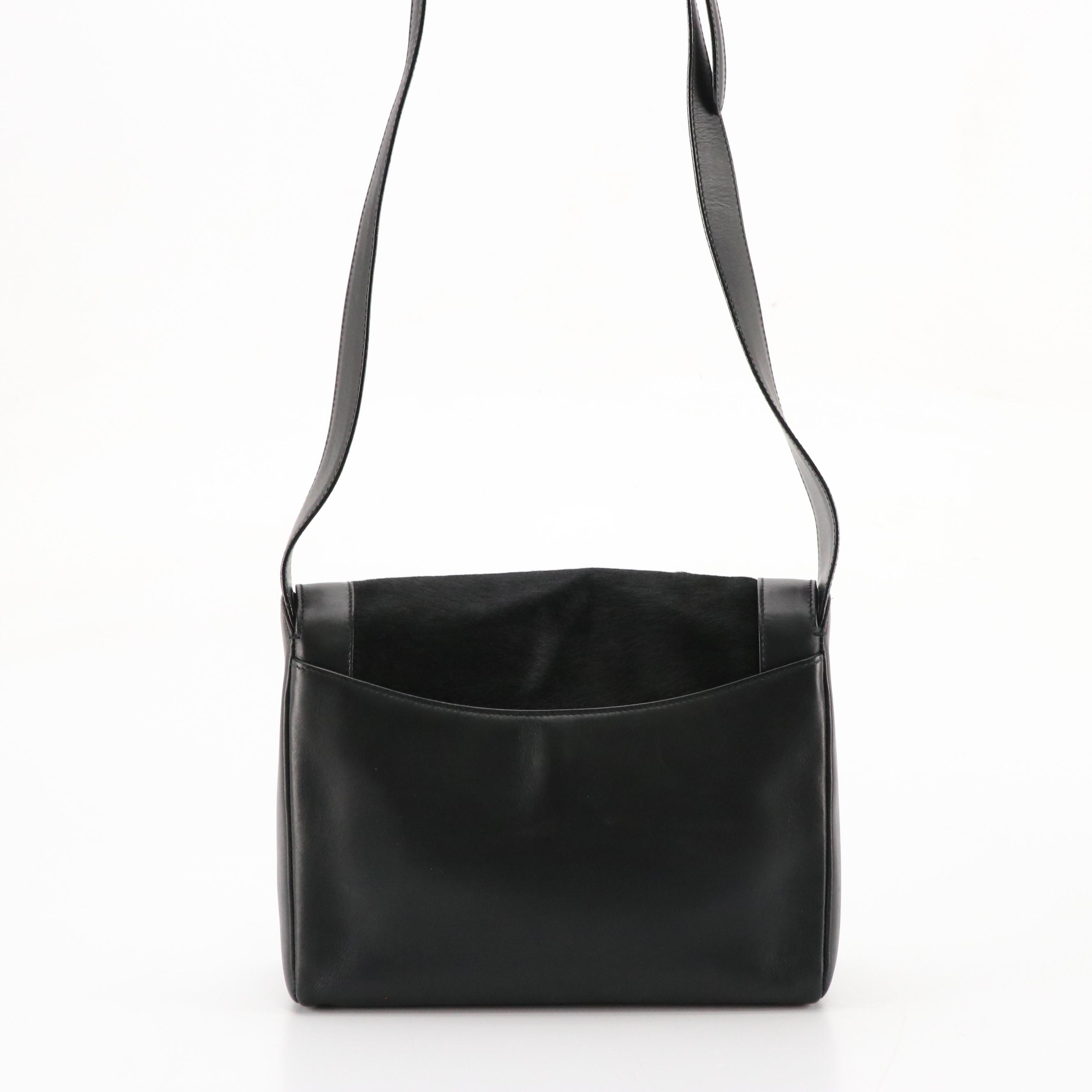 Salvatore Ferragamo Calf Hair and Leather Flap-Front Bag with Gancini Clasp