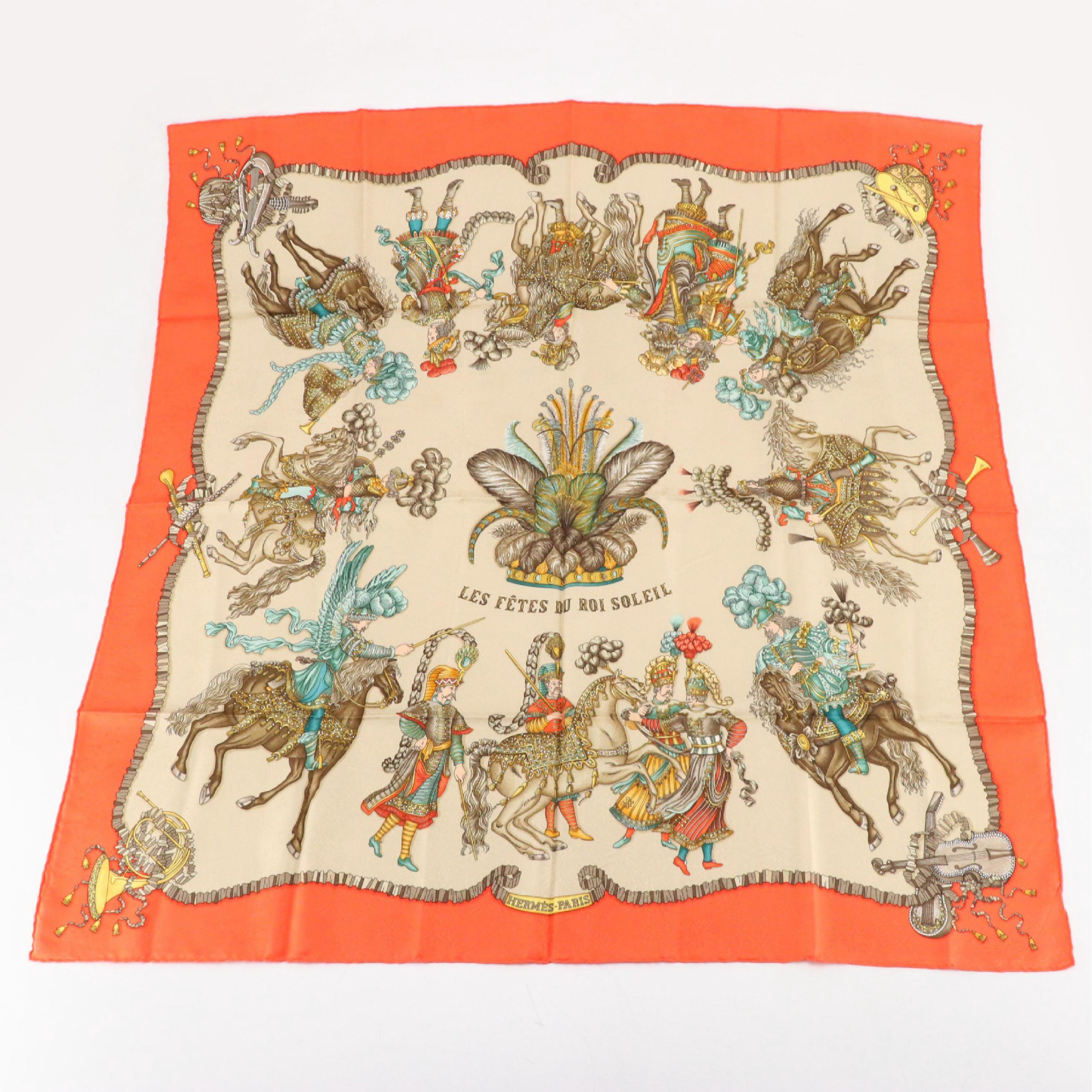 Hermés "Les Fêtes du Roi Soleil" Scarf 90 in Silk Fireworks Jacquard