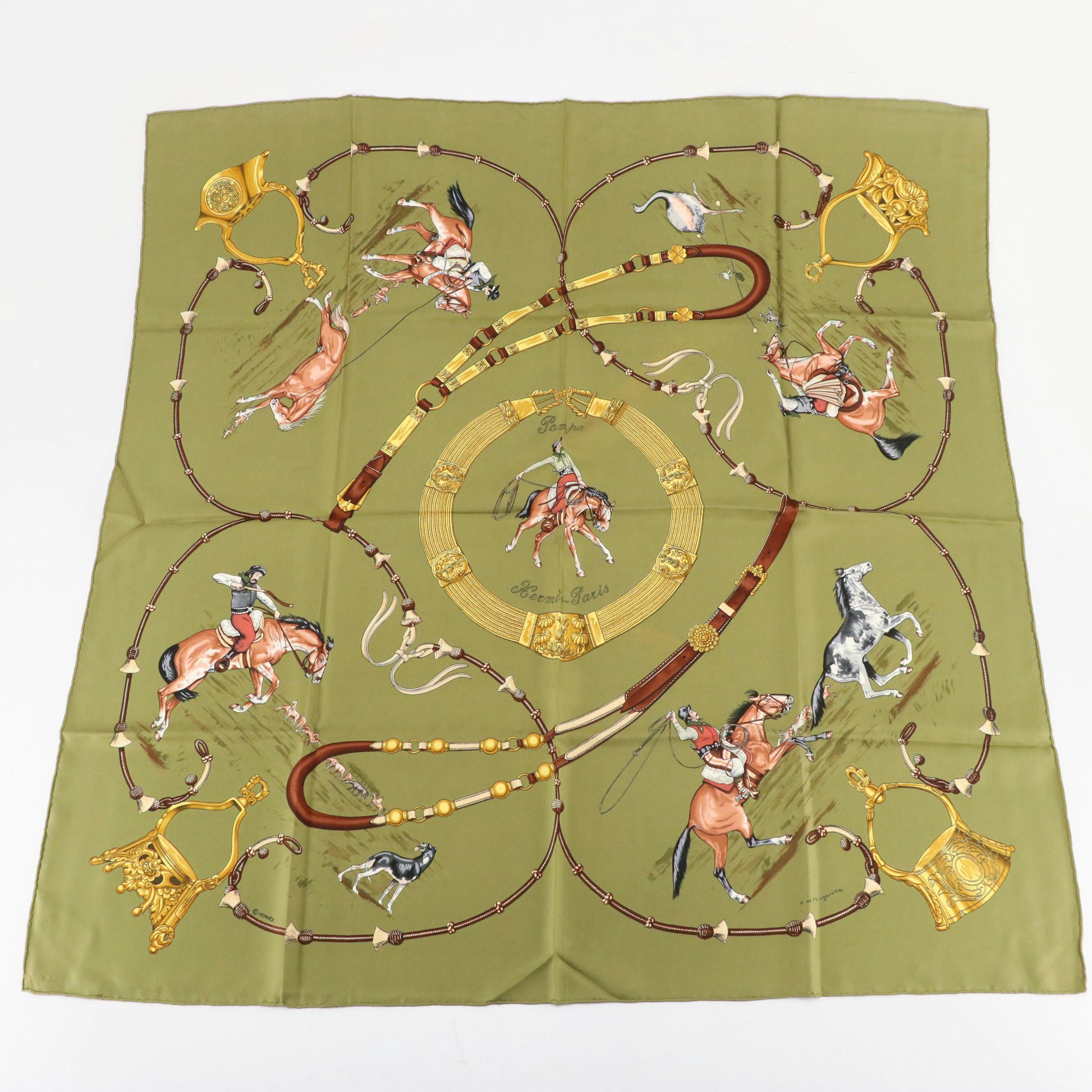 Hermès "Pampa" Silk Twill Scarf 90