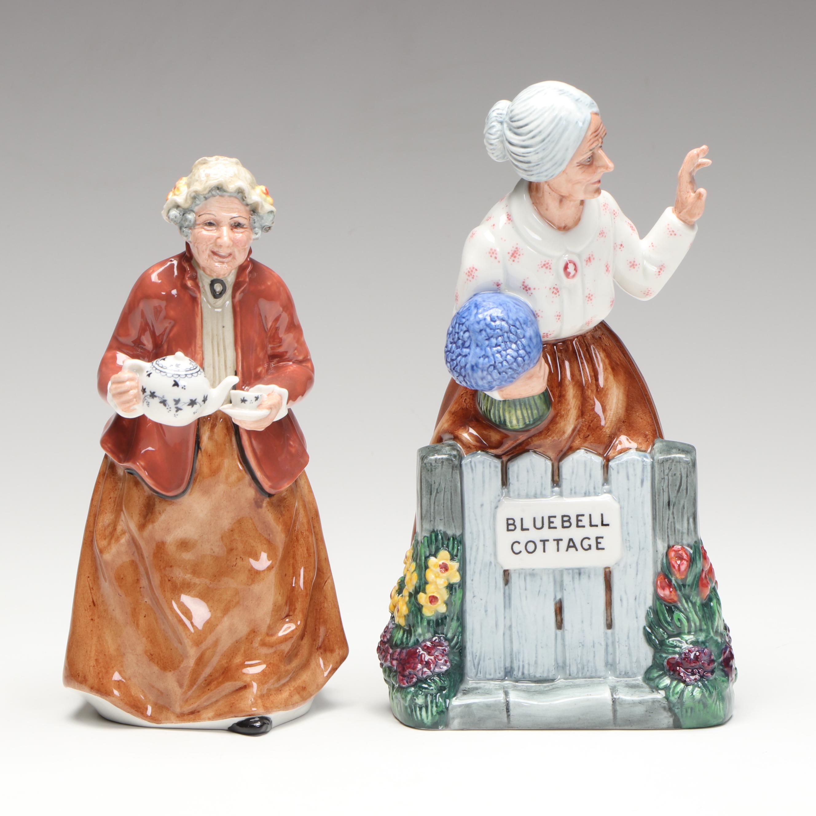 Royal Doulton Hand-Painted "Teatime" and "Thank You" Porcelain Figures