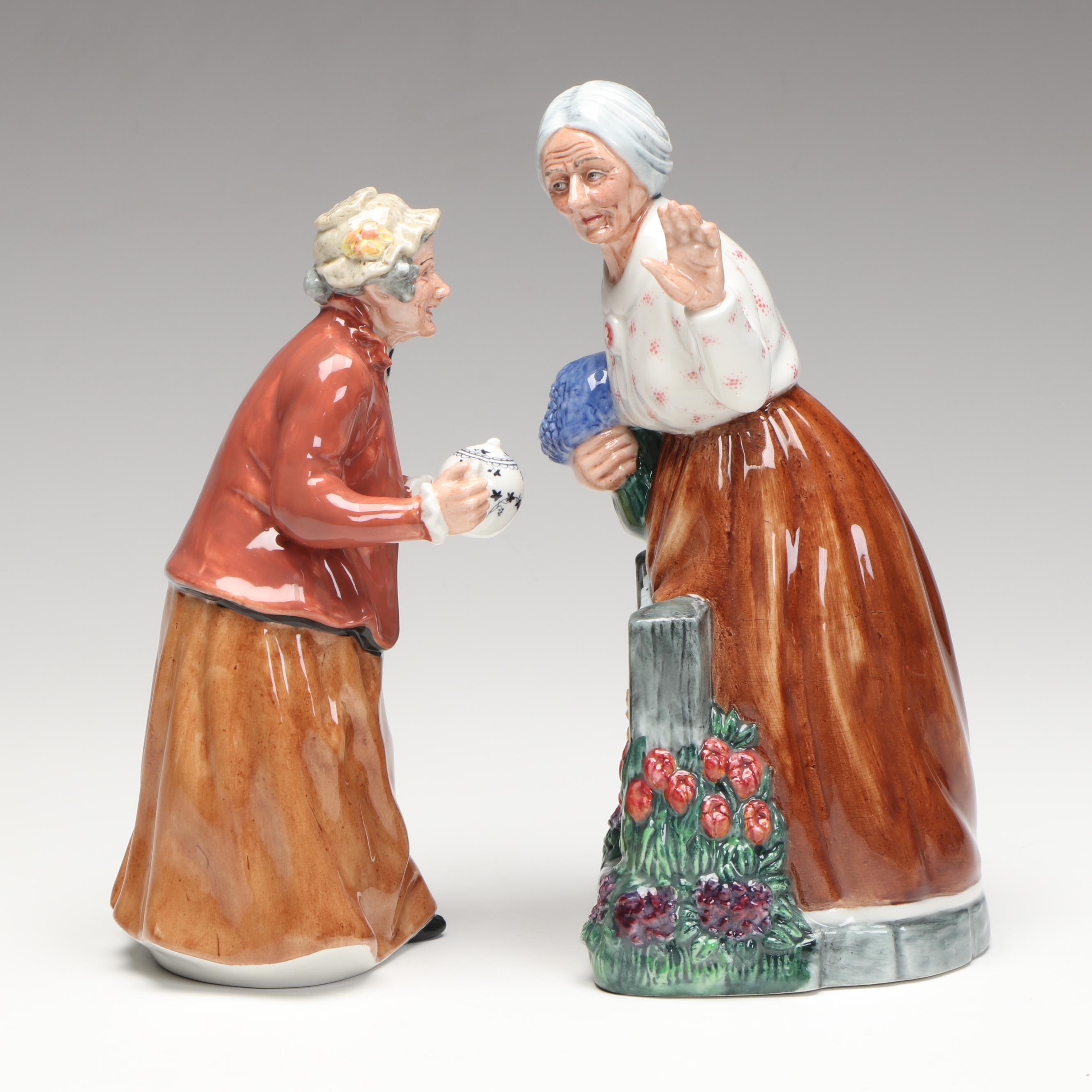 Royal Doulton Hand-Painted "Teatime" and "Thank You" Porcelain Figures