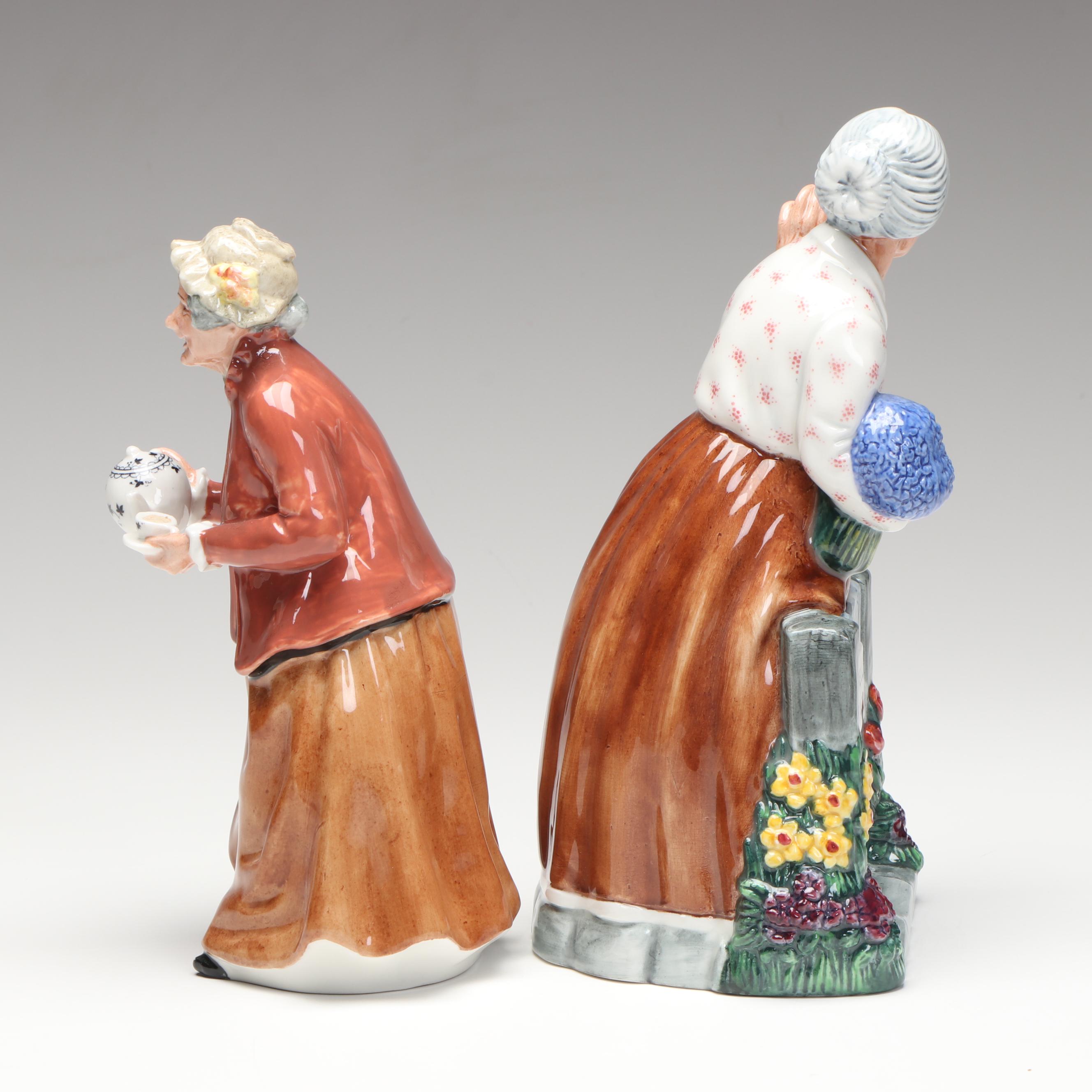 Royal Doulton Hand-Painted "Teatime" and "Thank You" Porcelain Figures