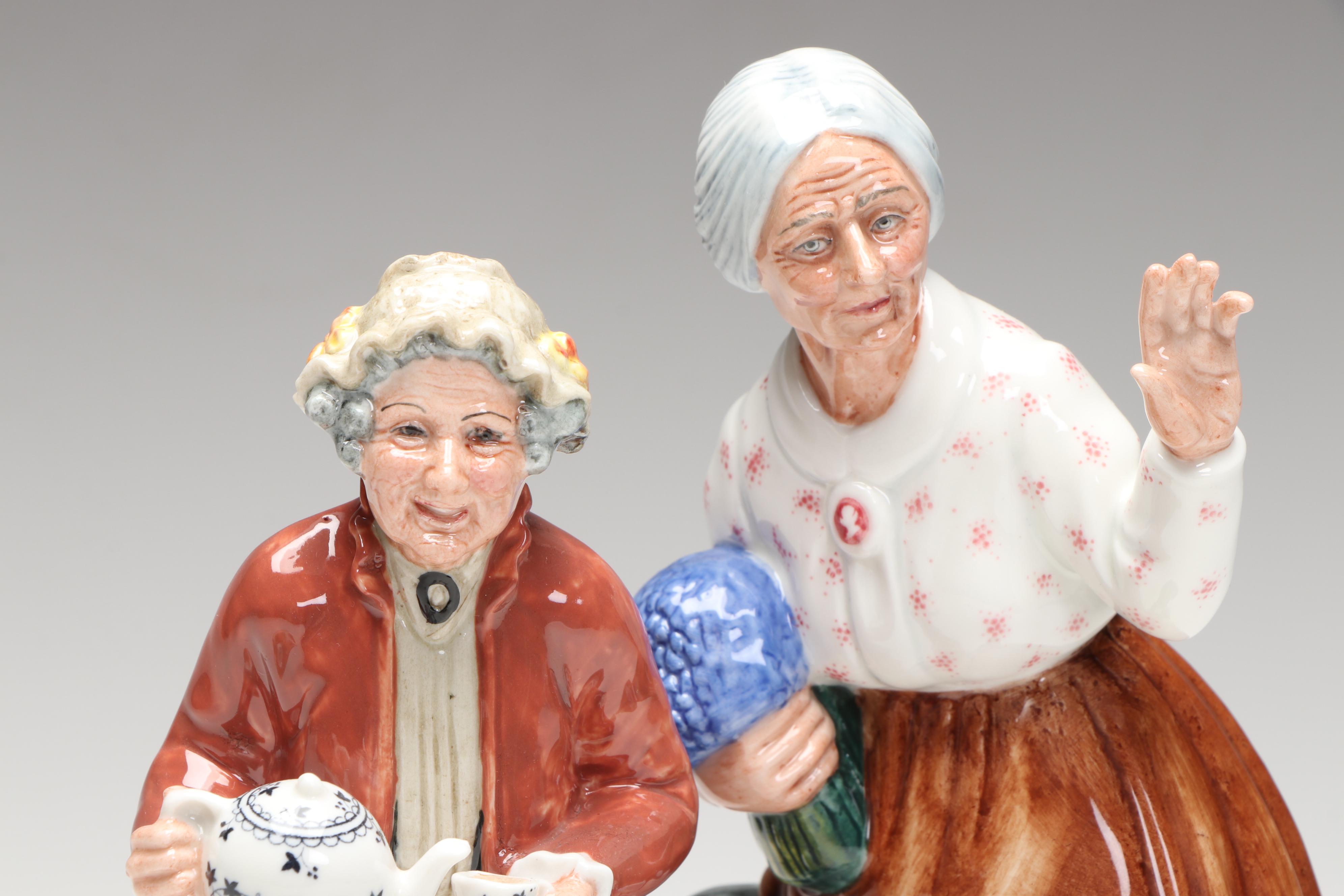 Royal Doulton Hand-Painted "Teatime" and "Thank You" Porcelain Figures
