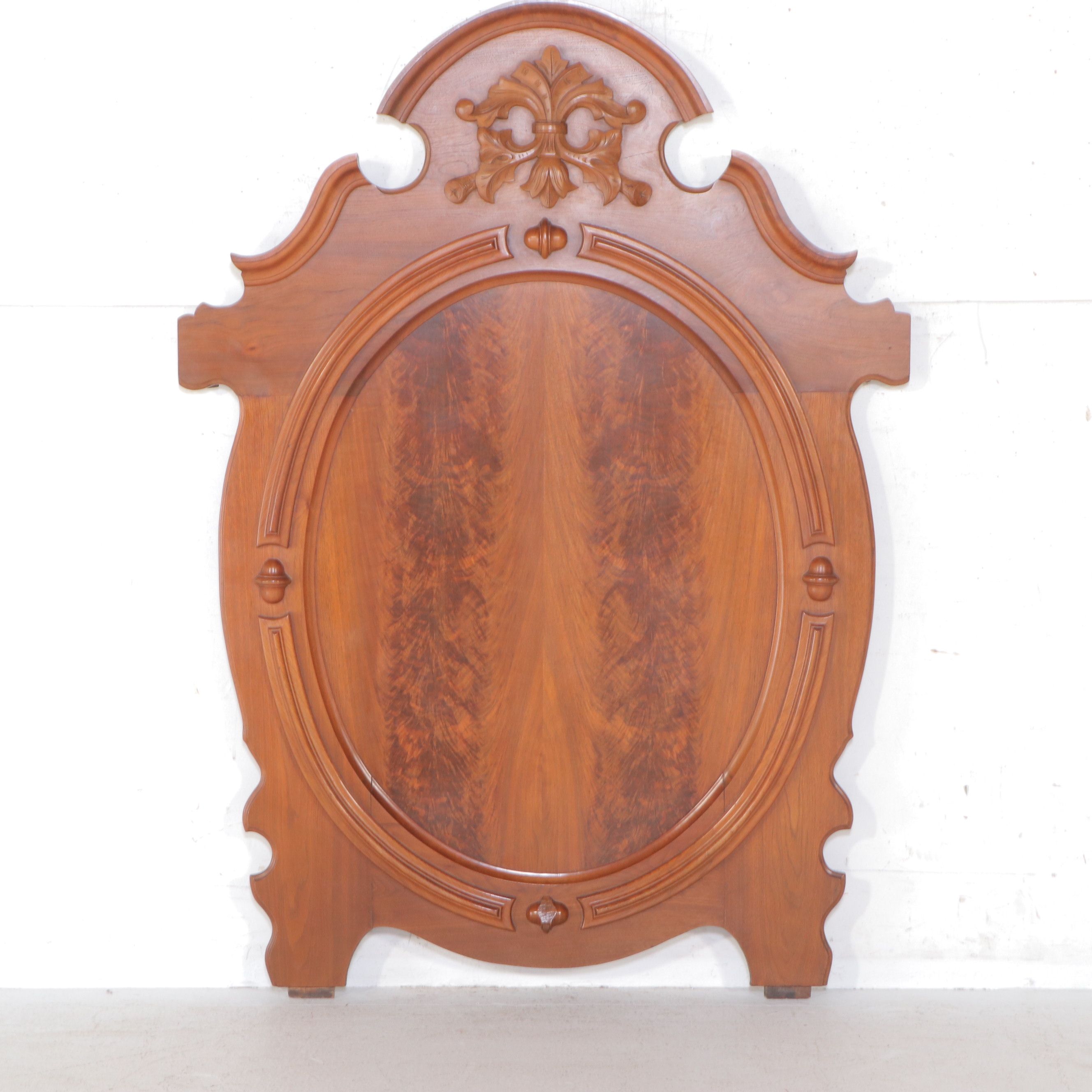 Victorian Renaissance Revival Carved Walnut and Burl Wood Bed Frame