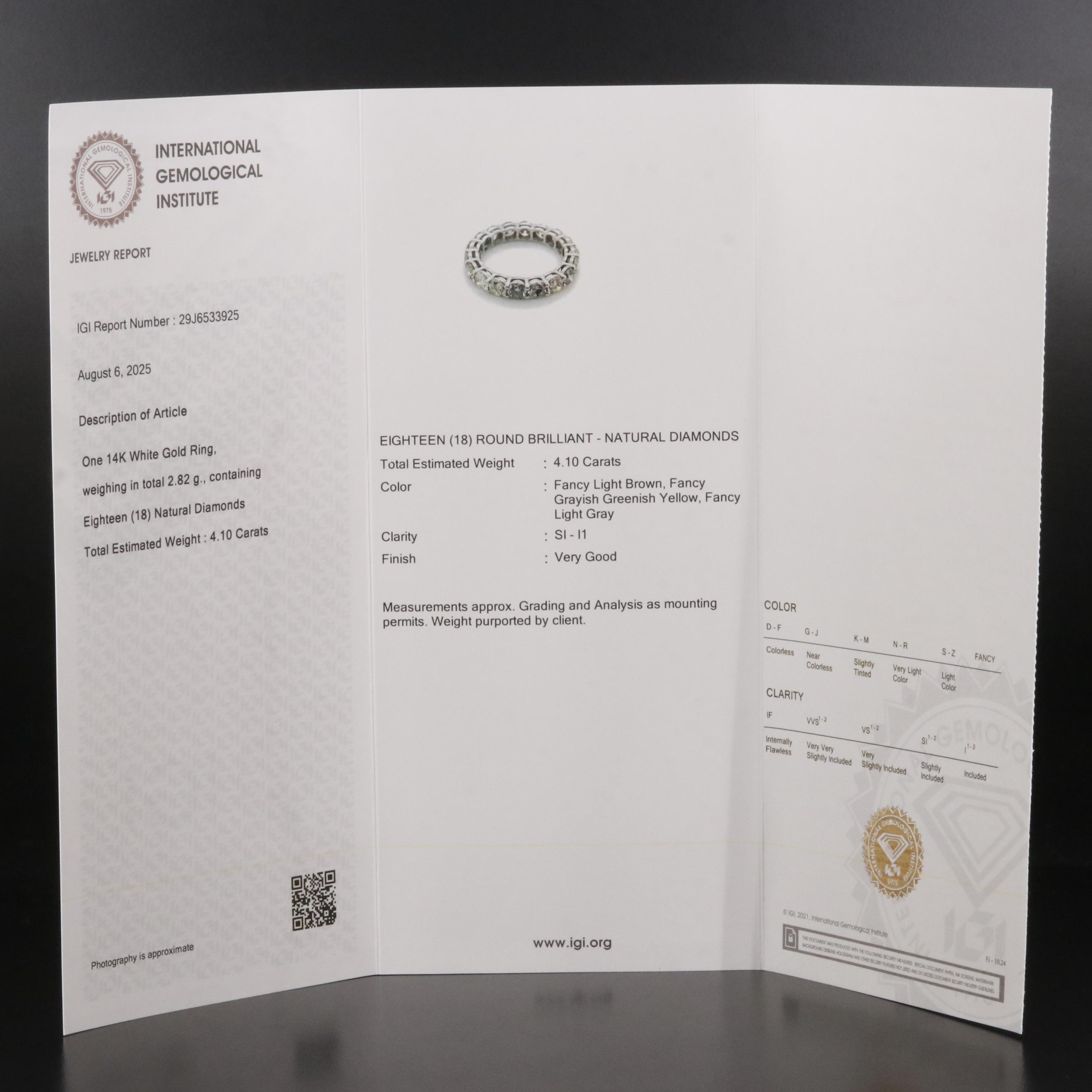 14K 4.10 CTW Diamond Eternity Band with IGI Jewelry Report