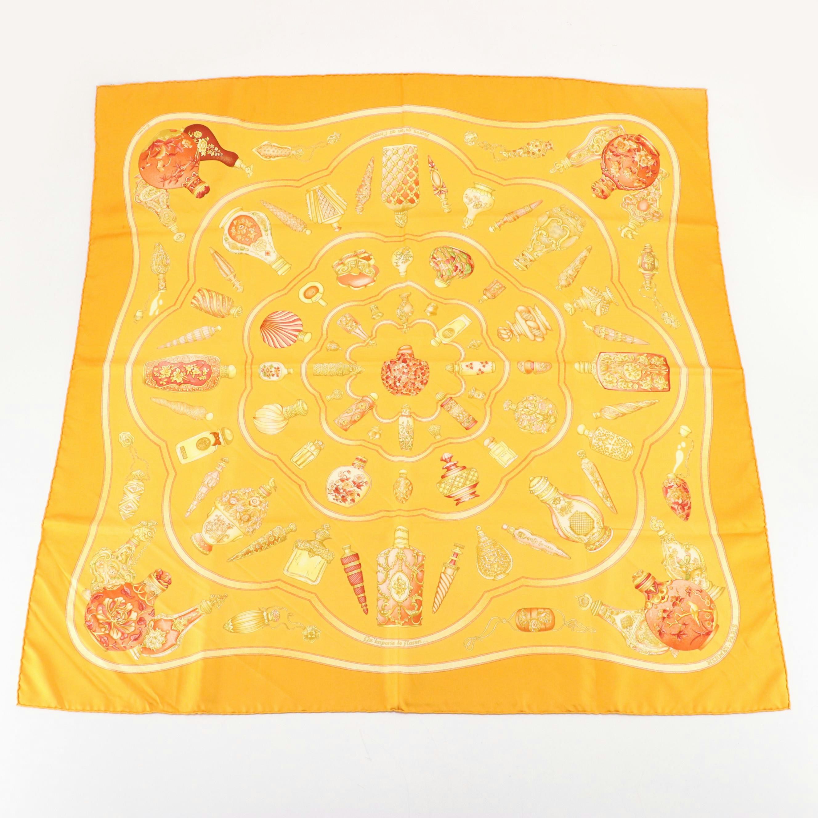 Hermès "Qu'Importe le Flacon" Scarf 90 in Silk Twill with Box
