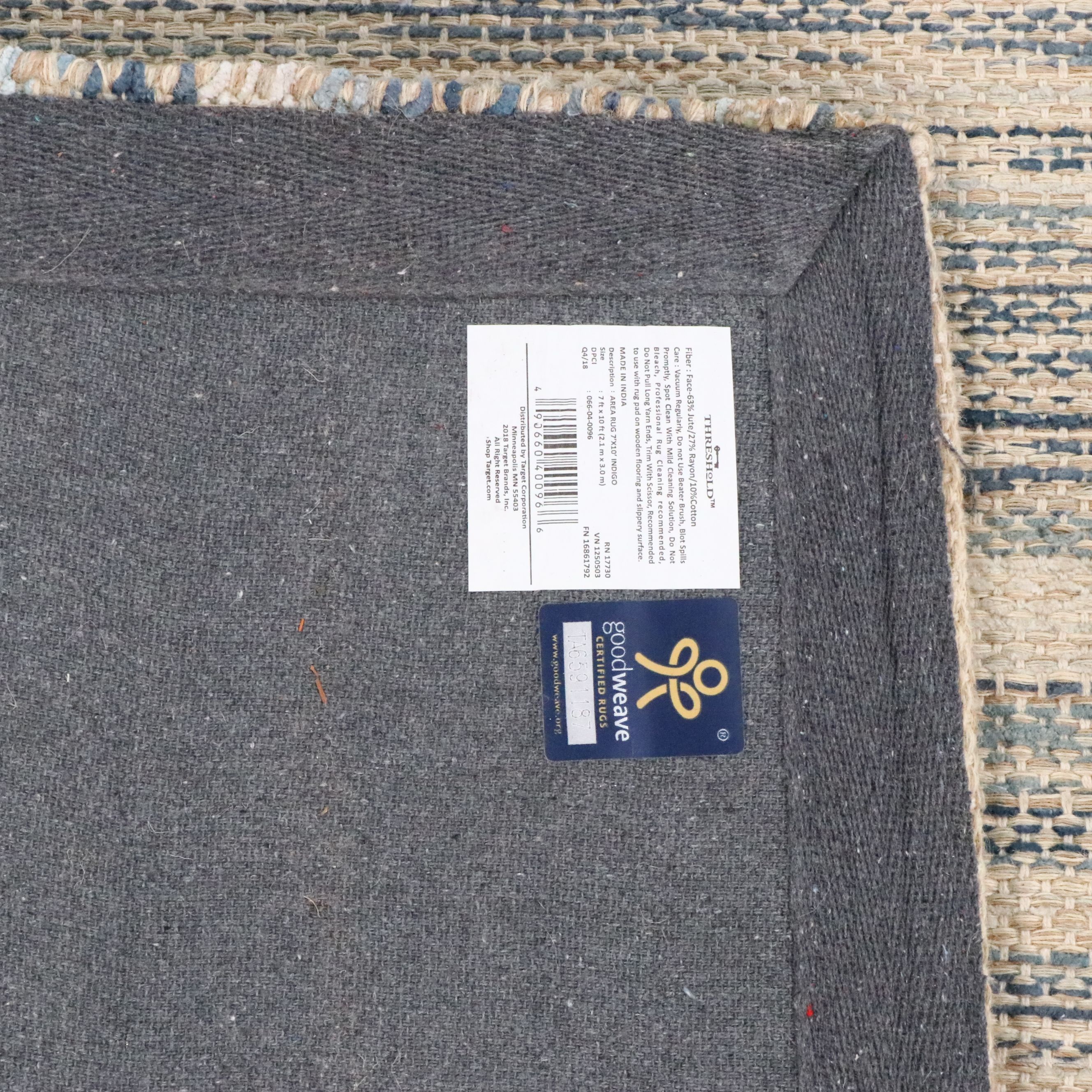 7' x 10'2 Machine Made Threshold for Target Mixed Fiber Indigo Area Rug