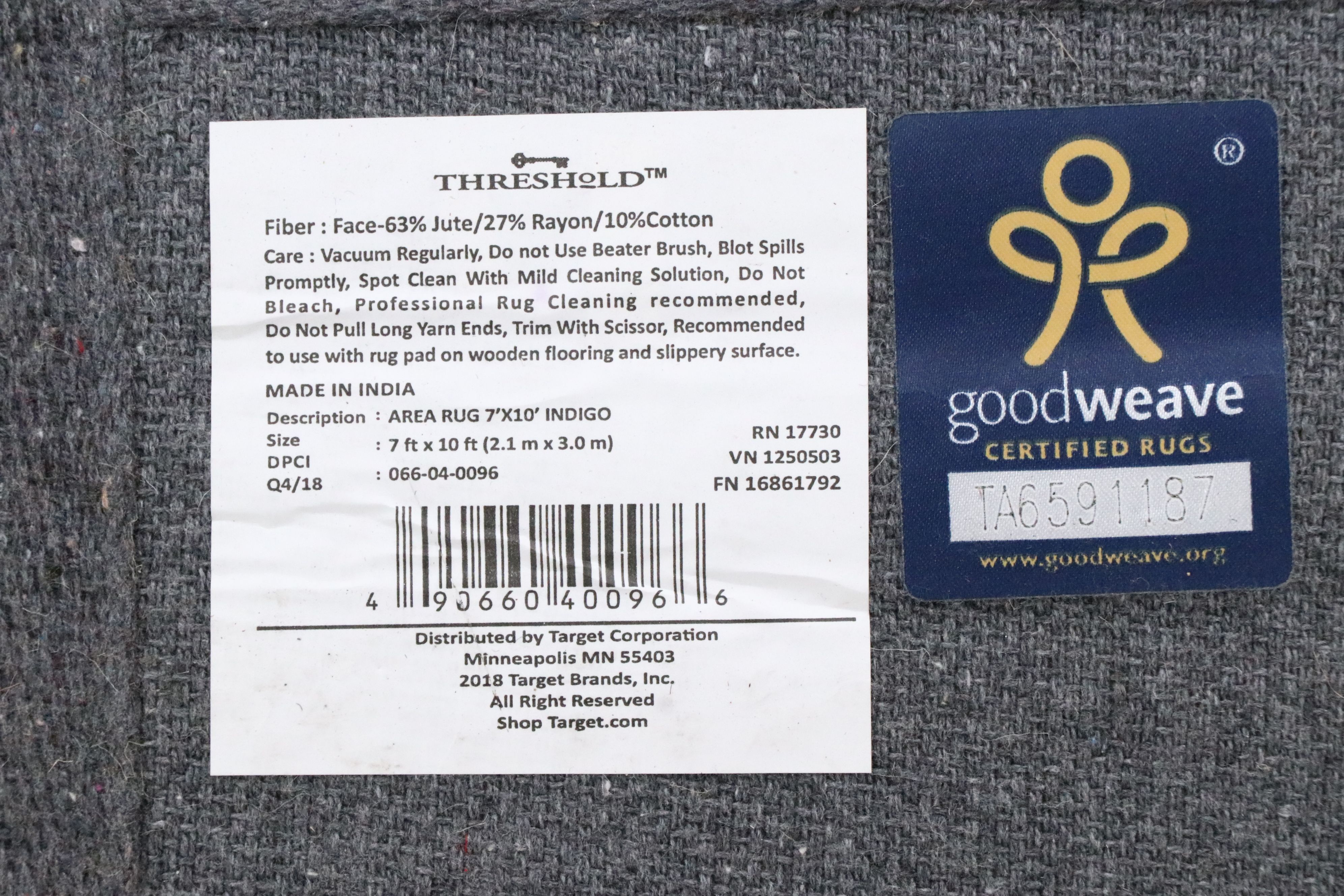 7' x 10'2 Machine Made Threshold for Target Mixed Fiber Indigo Area Rug