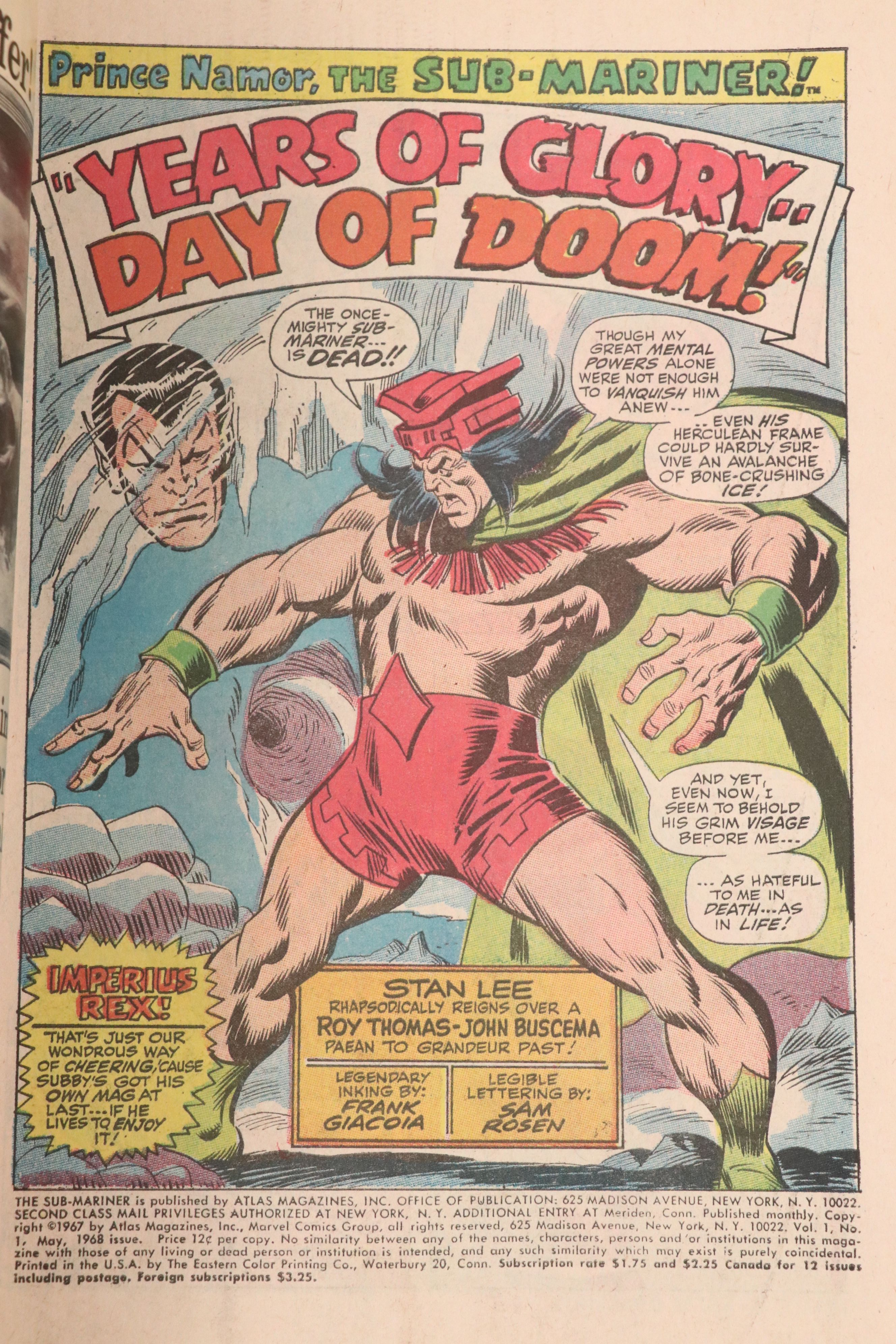 Silver Age Marvel "Prince Namor, the Sub-Mariner" Vol. 1 #1, 1968