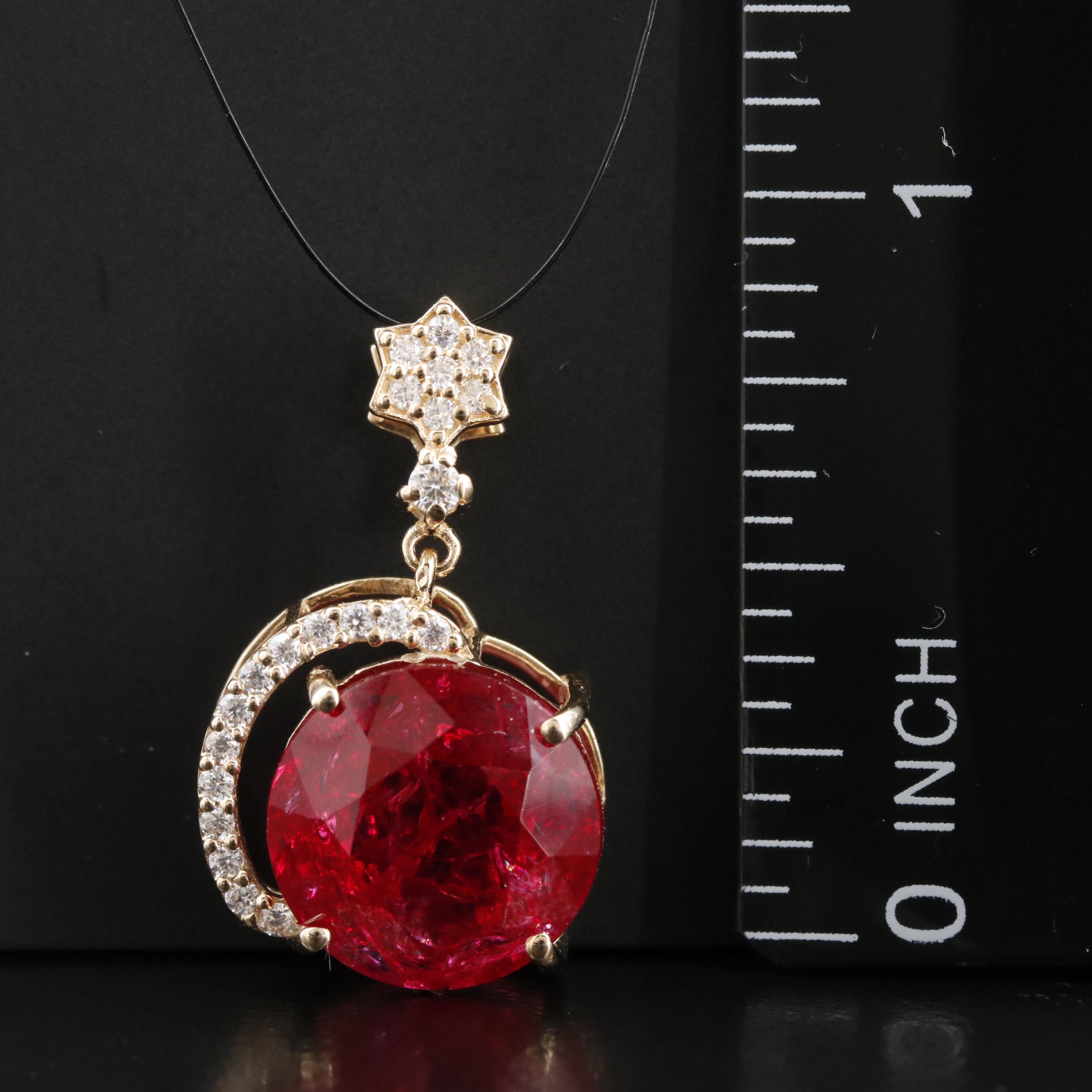 14K Ruby and Moissanite Pendant with IGI Jewelry Report