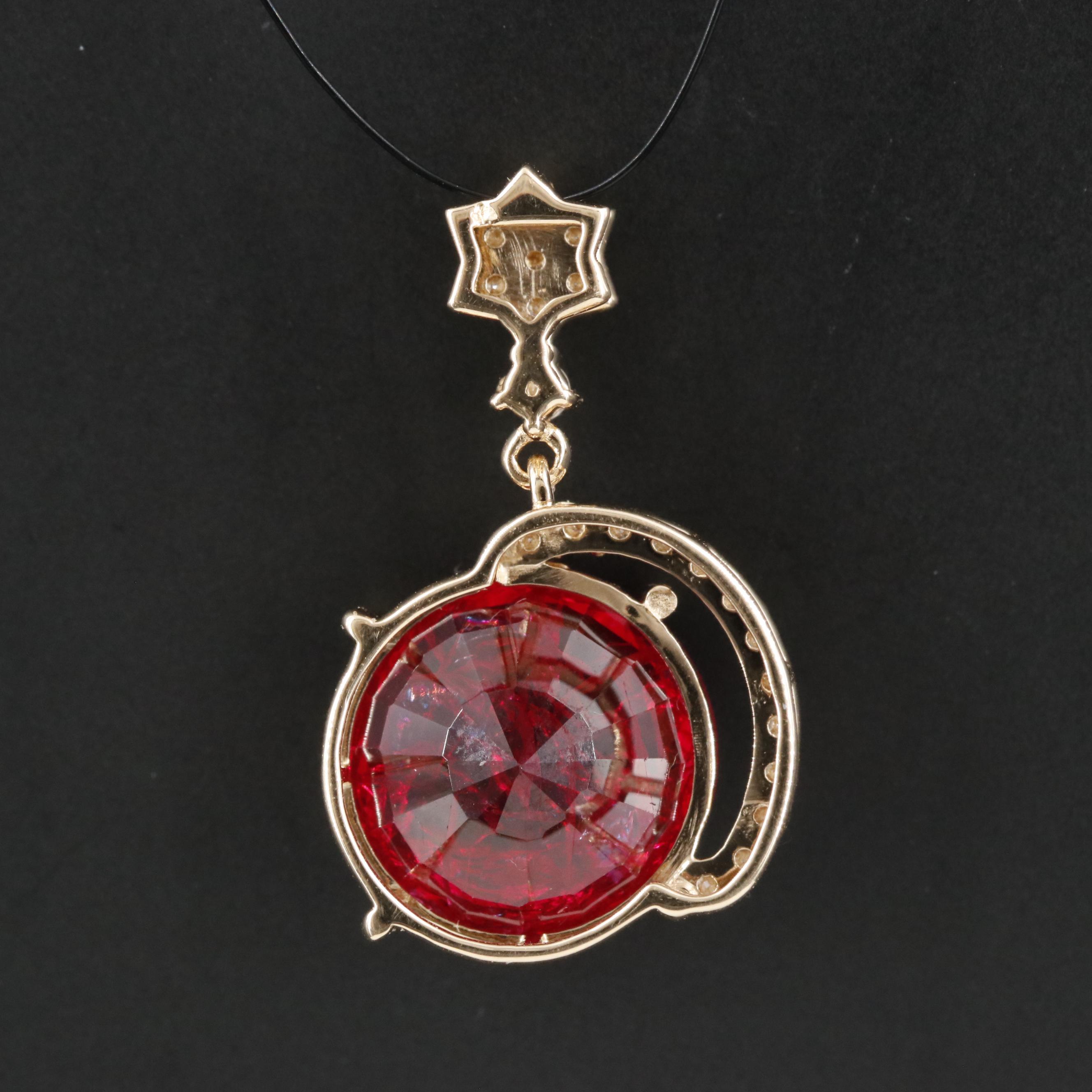 14K Ruby and Moissanite Pendant with IGI Jewelry Report
