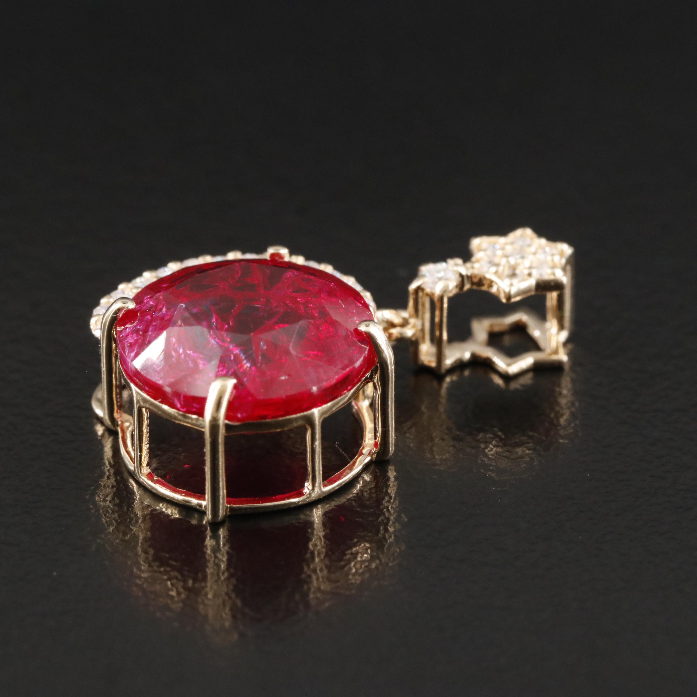 14K Ruby and Moissanite Pendant with IGI Jewelry Report
