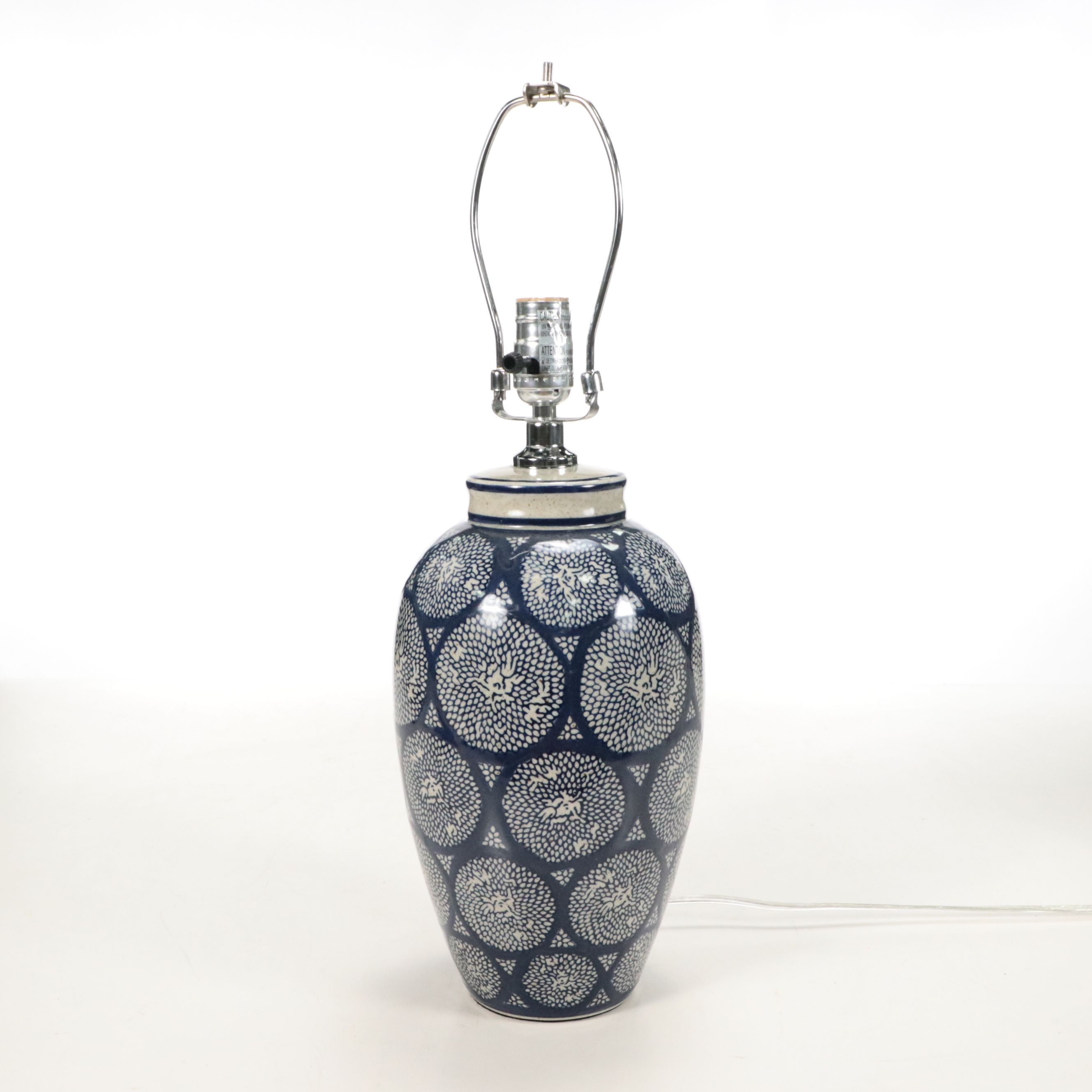 Pottery Barn "Langley" Stoneware Table Lamp and Cotton Shade