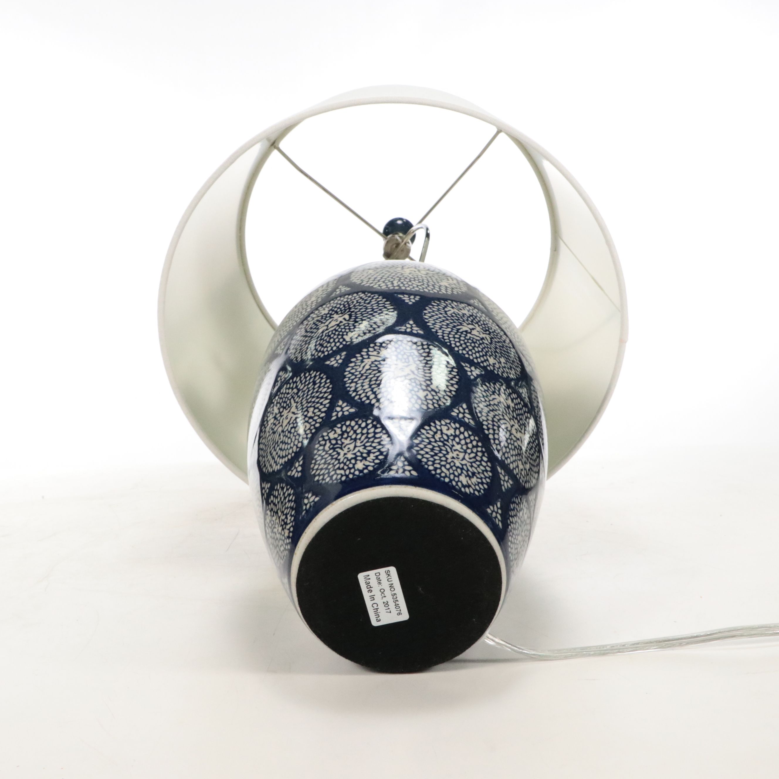 Pottery Barn "Langley" Stoneware Table Lamp and Cotton Shade