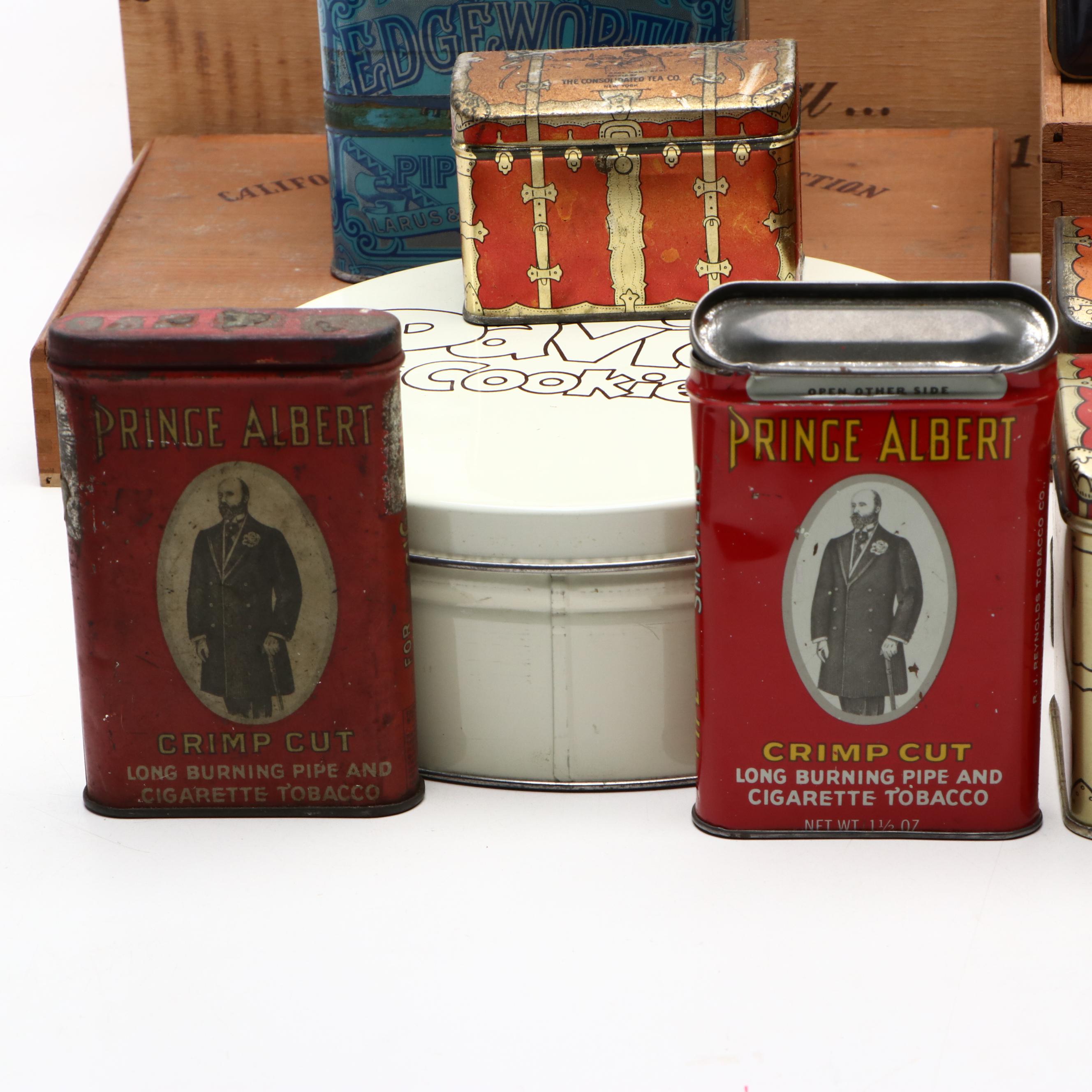 Swee-Touch-Nee Tea, Edgeworth Tobacco and More Tin Boxes with Other Cigar Boxes