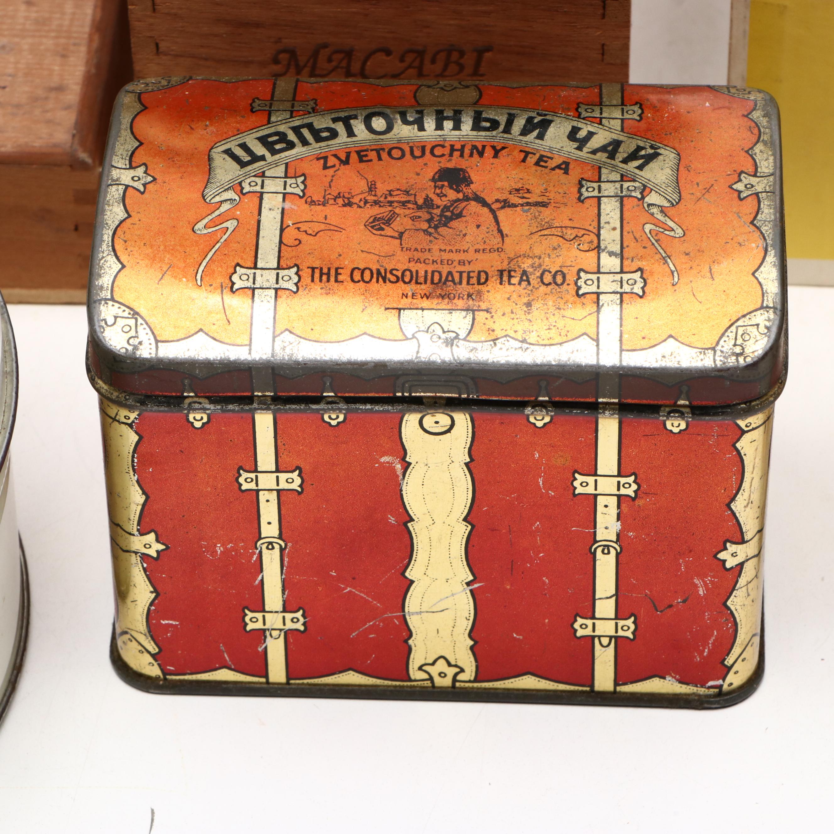 Swee-Touch-Nee Tea, Edgeworth Tobacco and More Tin Boxes with Other Cigar Boxes