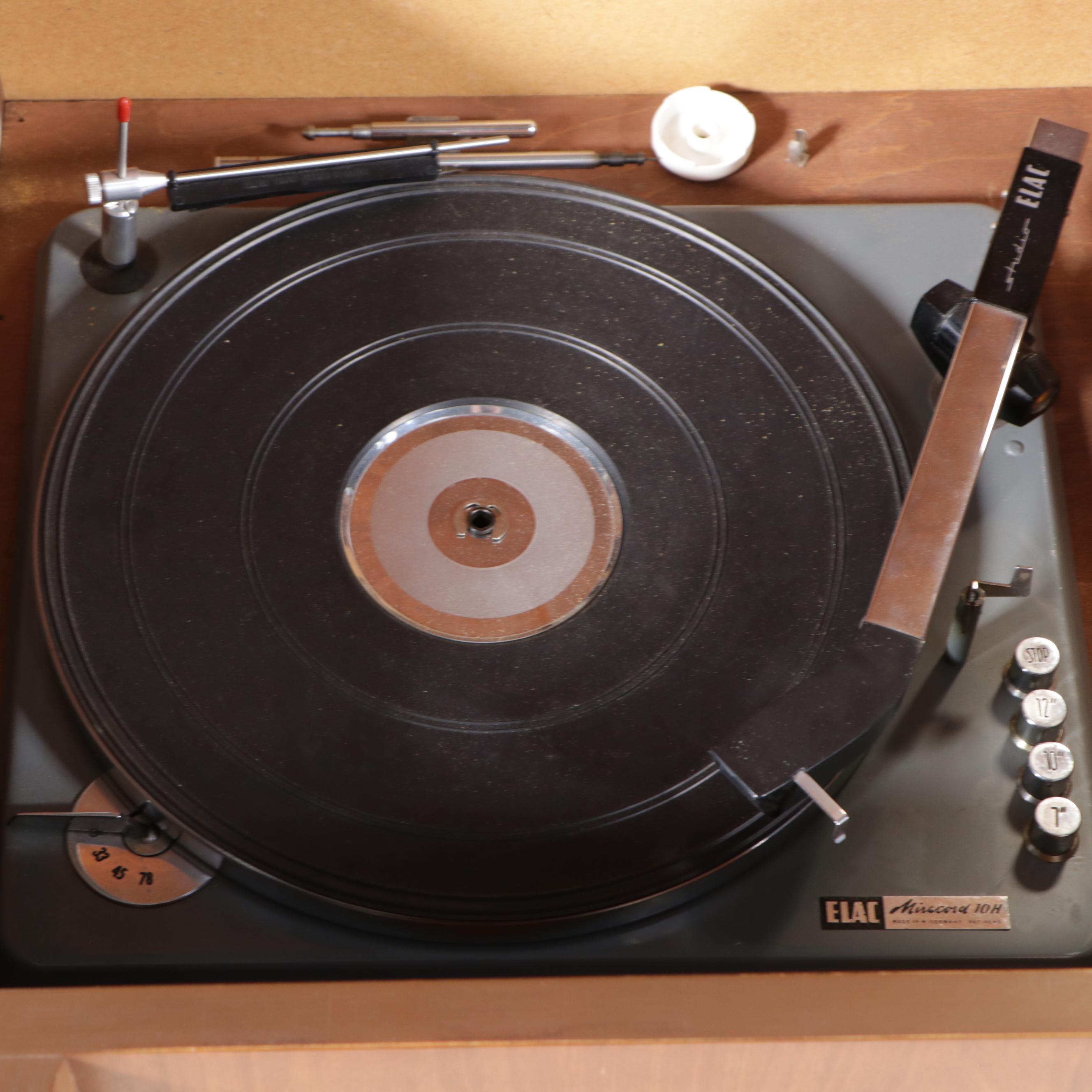 Elac Miracord 10H Turntable in Teak Cabinet w/ Pair of Aztec Athena 1A Speakers