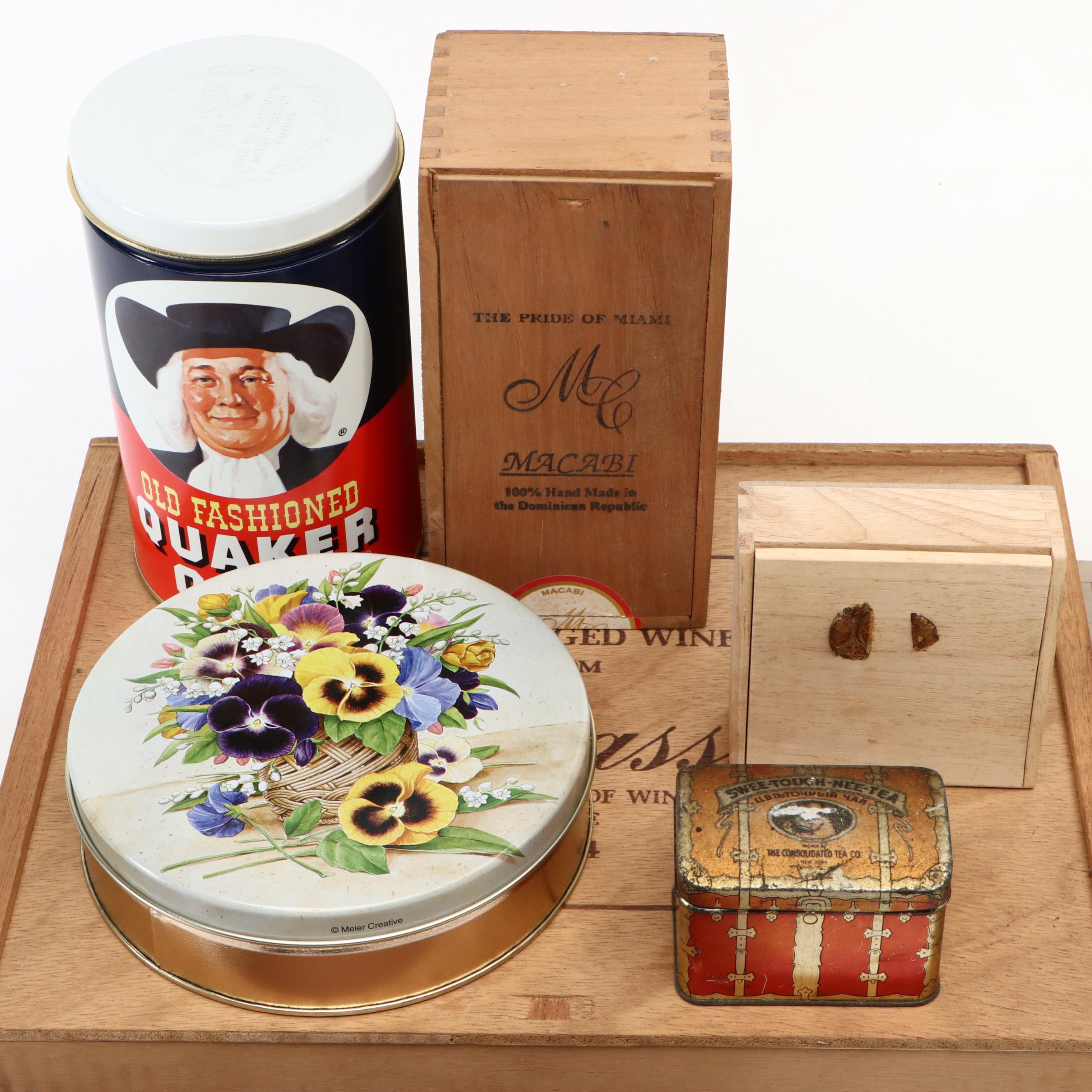 Swee-Touch-Nee Tea, Edgeworth Tobacco and More Tin Boxes with Other Cigar Boxes
