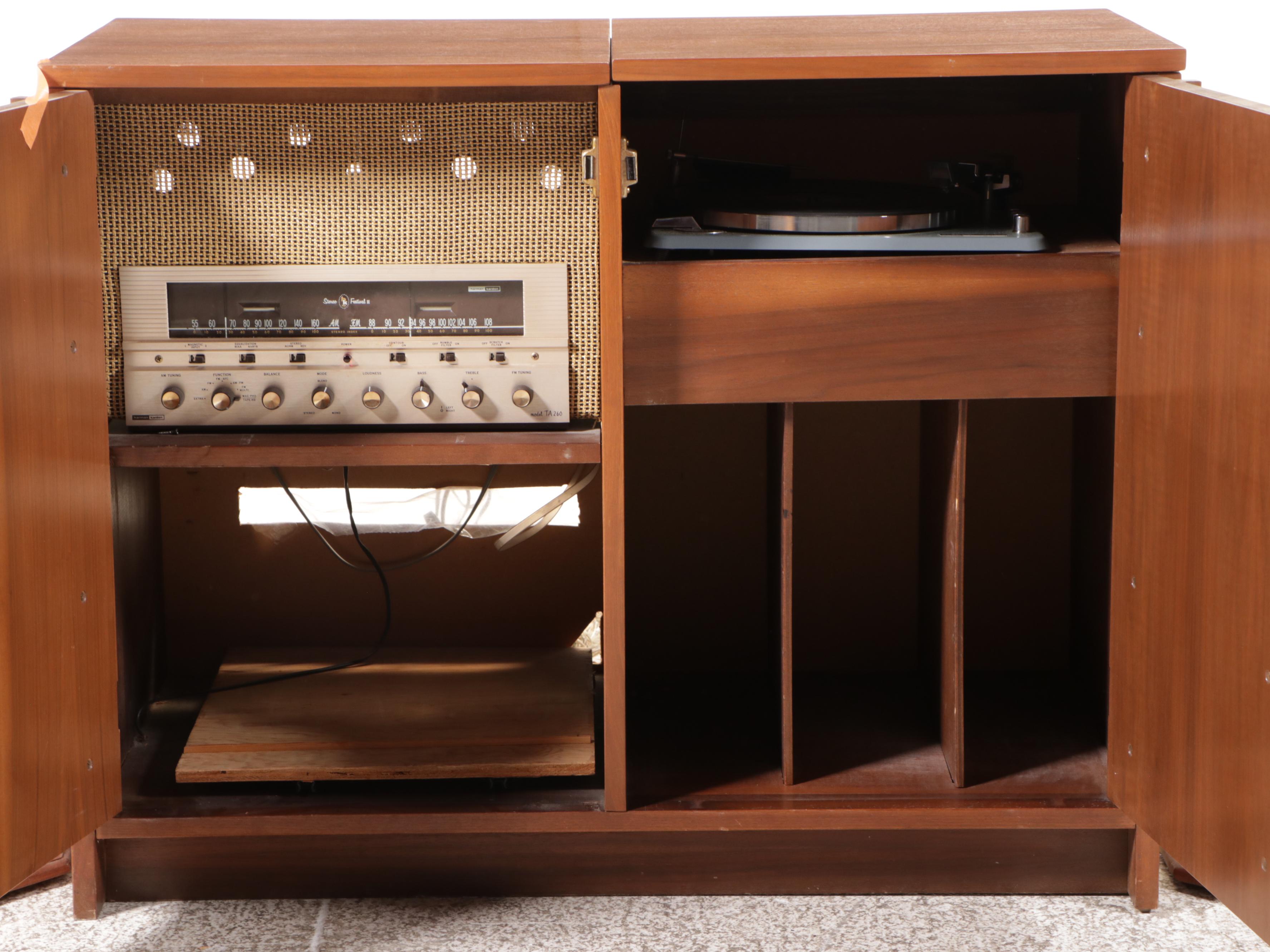 Elac Miracord 10H Turntable in Teak Cabinet w/ Pair of Aztec Athena 1A Speakers