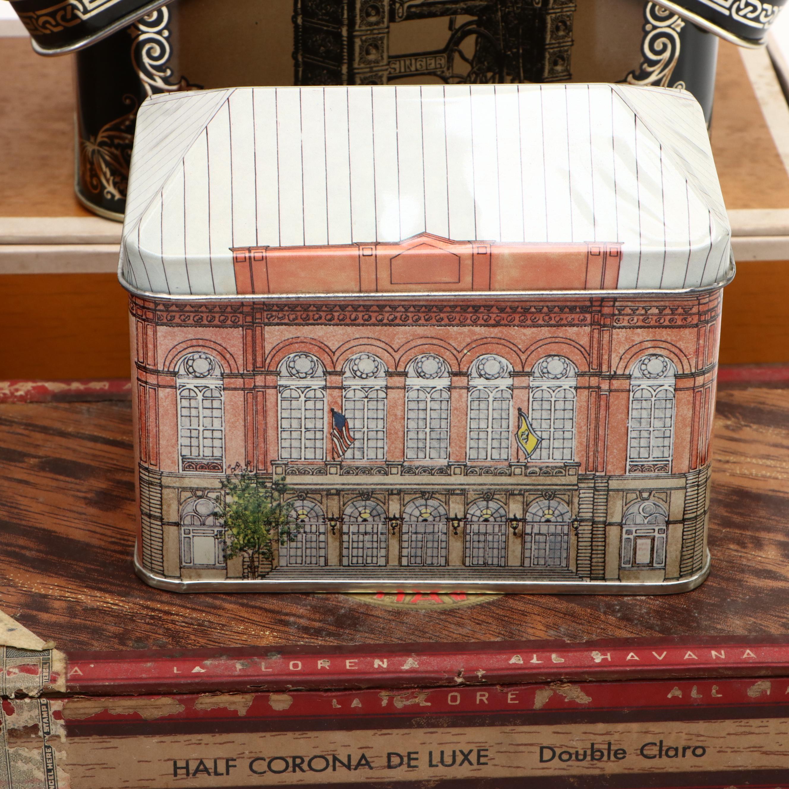 Swee-Touch-Nee Tea, Edgeworth Tobacco and More Tin Boxes with Other Cigar Boxes