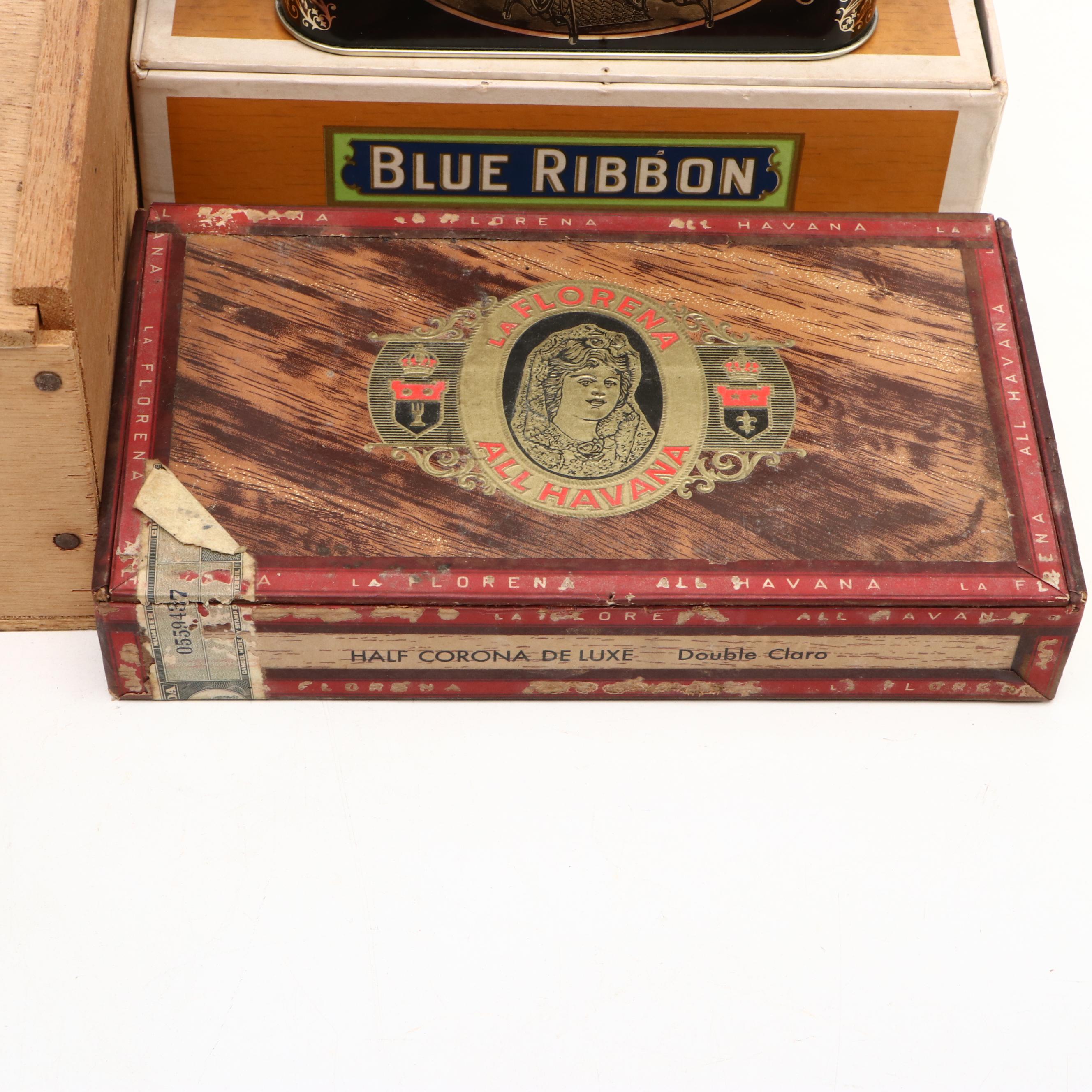 Swee-Touch-Nee Tea, Edgeworth Tobacco and More Tin Boxes with Other Cigar Boxes