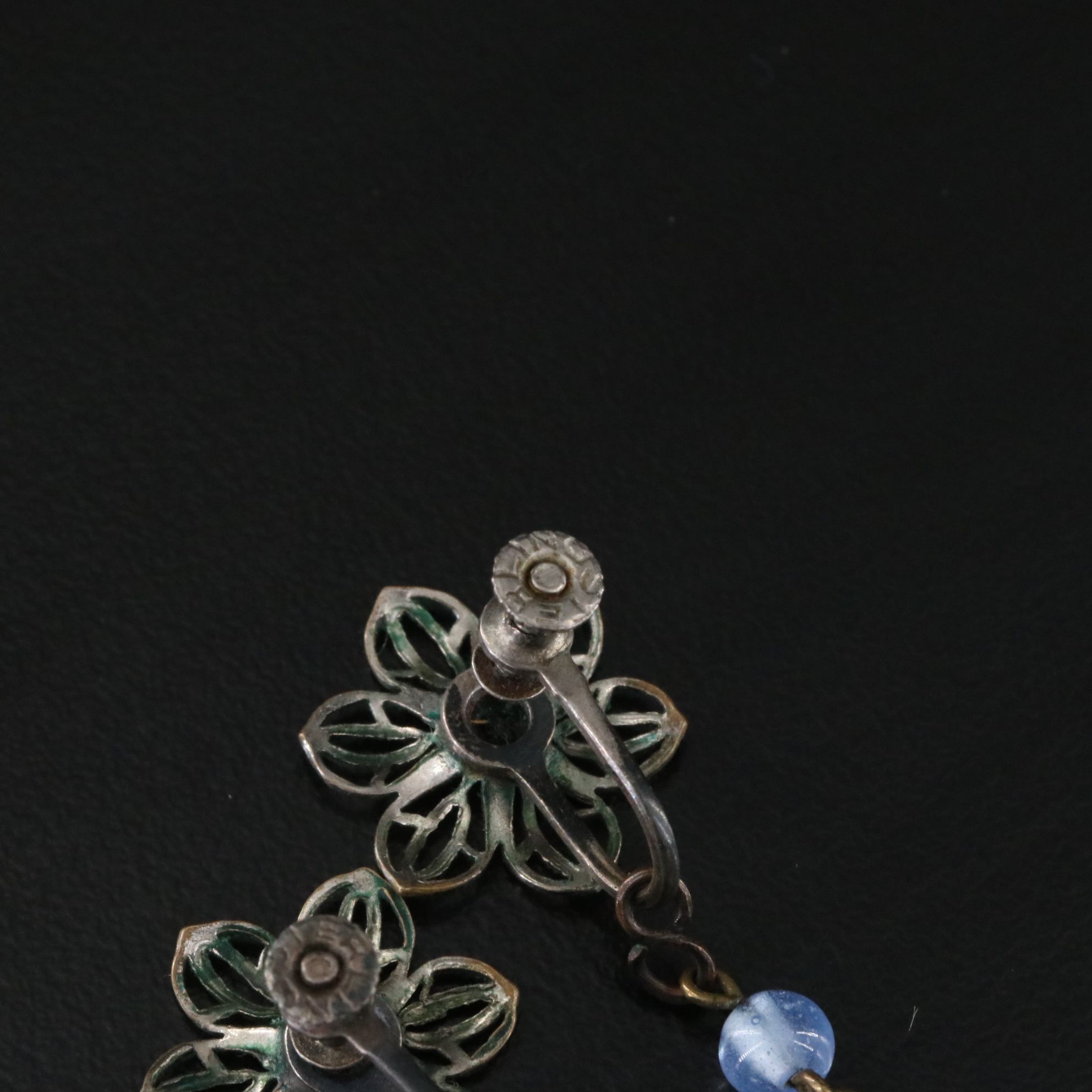 Art Deco Glass Necklace and Pendulum Earring Set