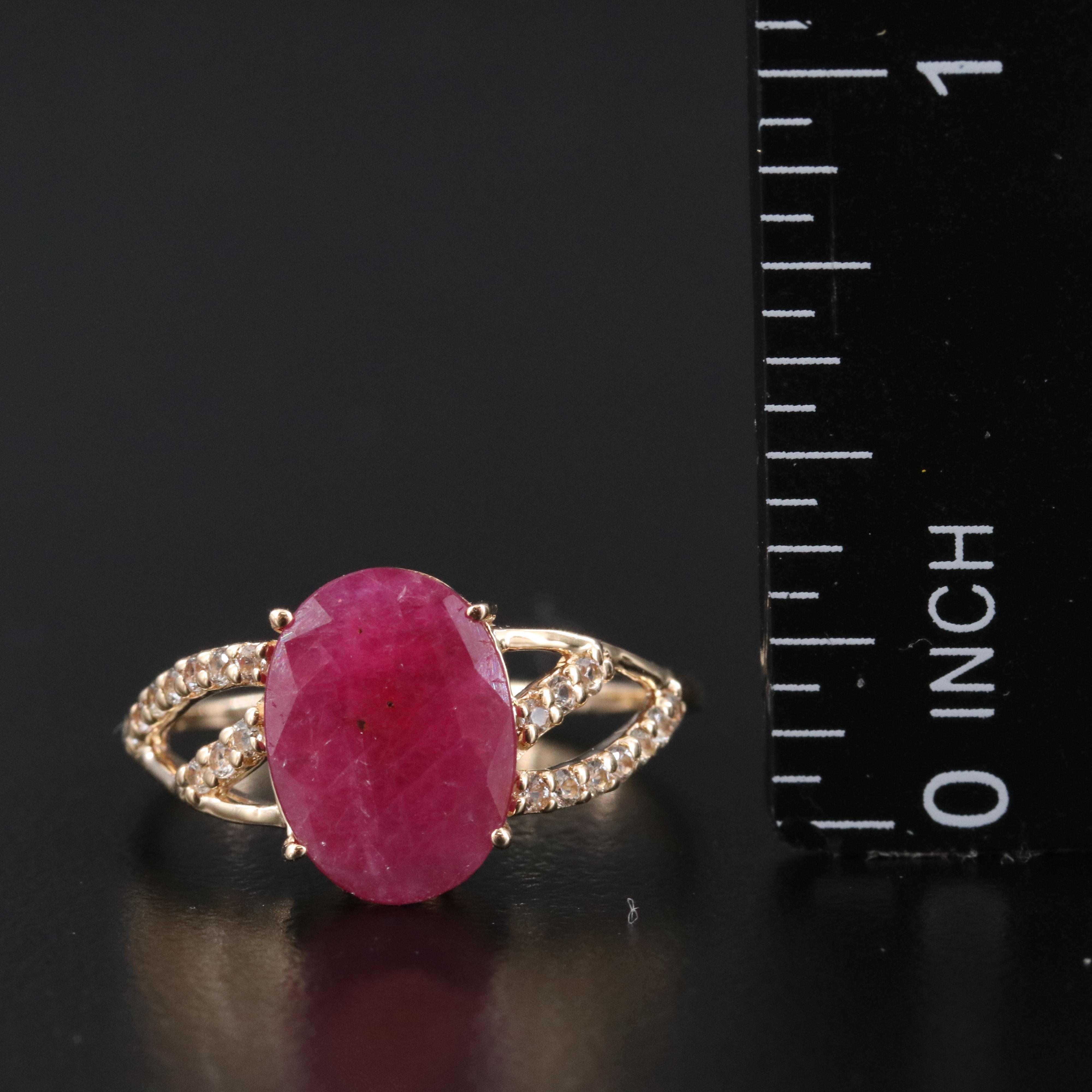 14K 2.12 CT Ruby and White Sapphire Ring