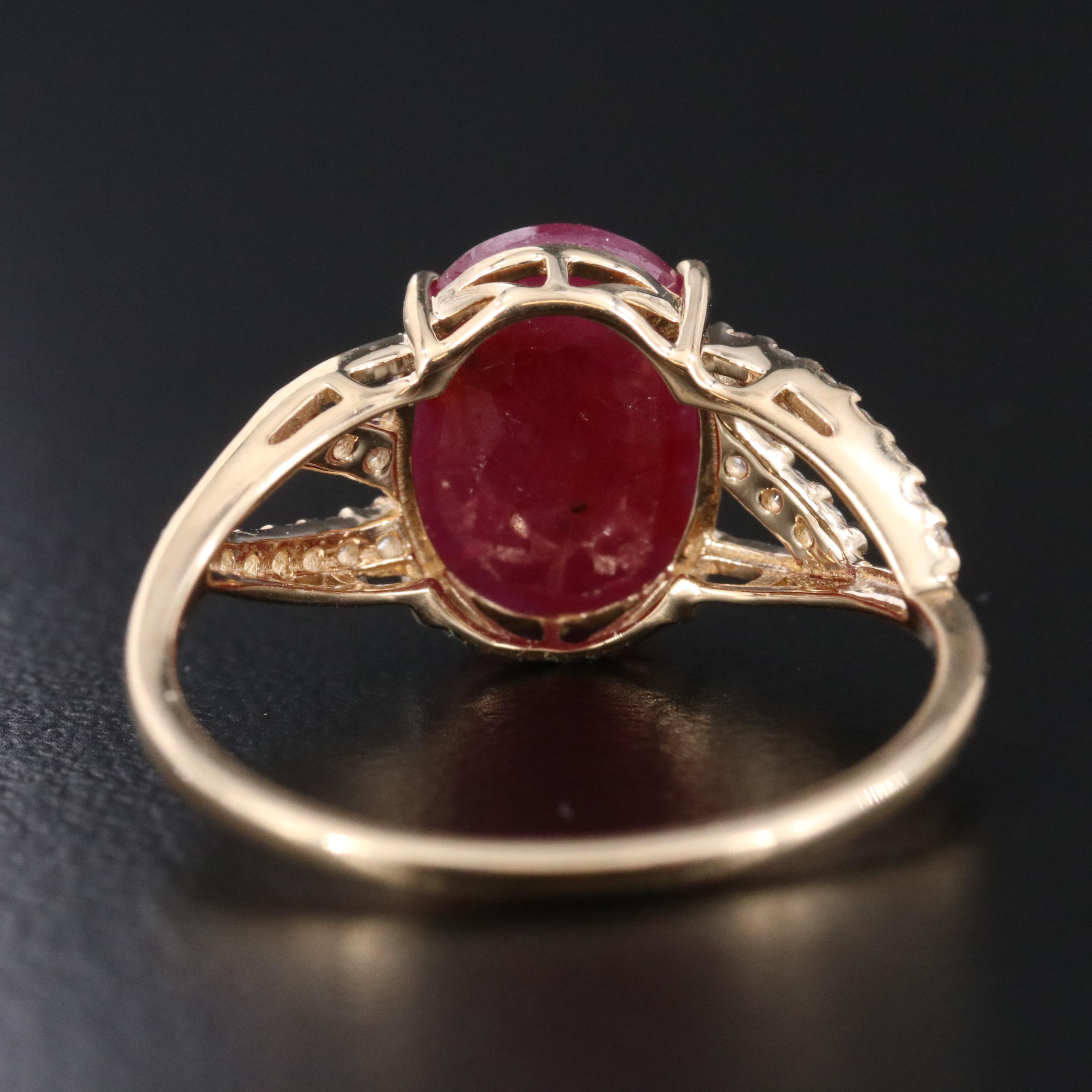 14K 2.12 CT Ruby and White Sapphire Ring