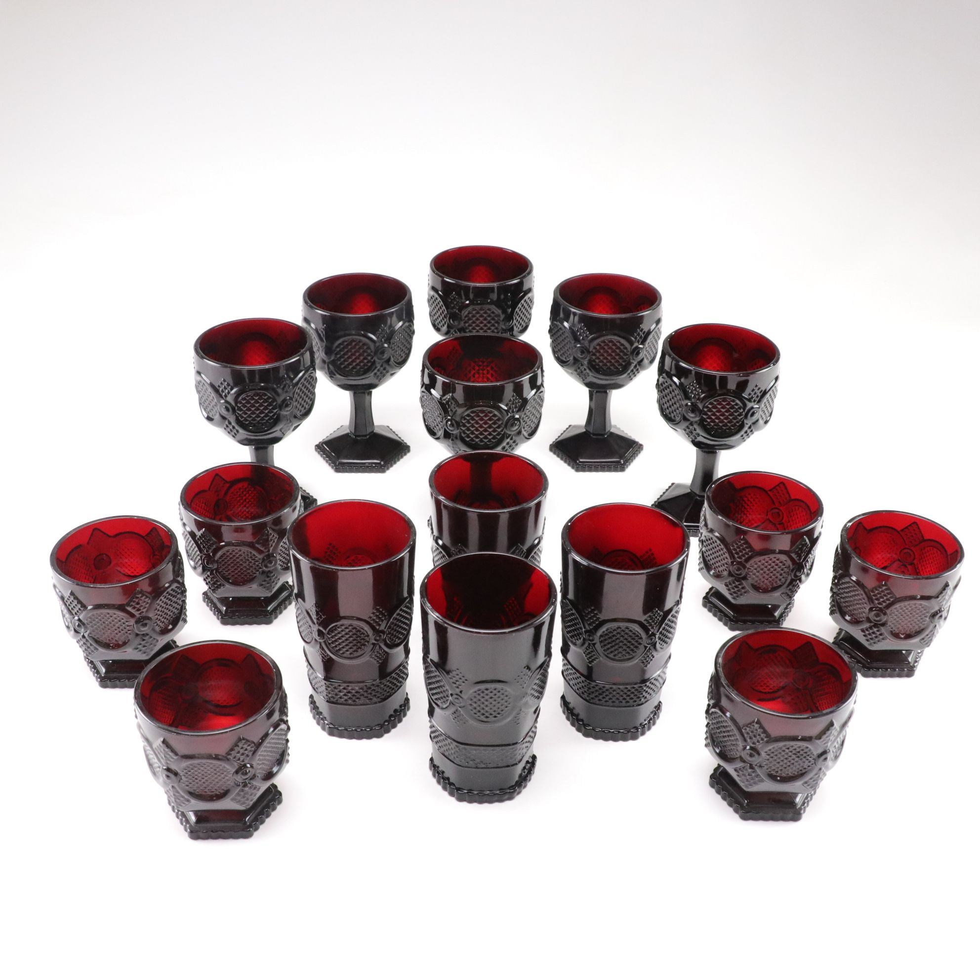 "Cape Cod Ruby" Drinking Glass and Stemware Set Including Tumblers, 1975-1992