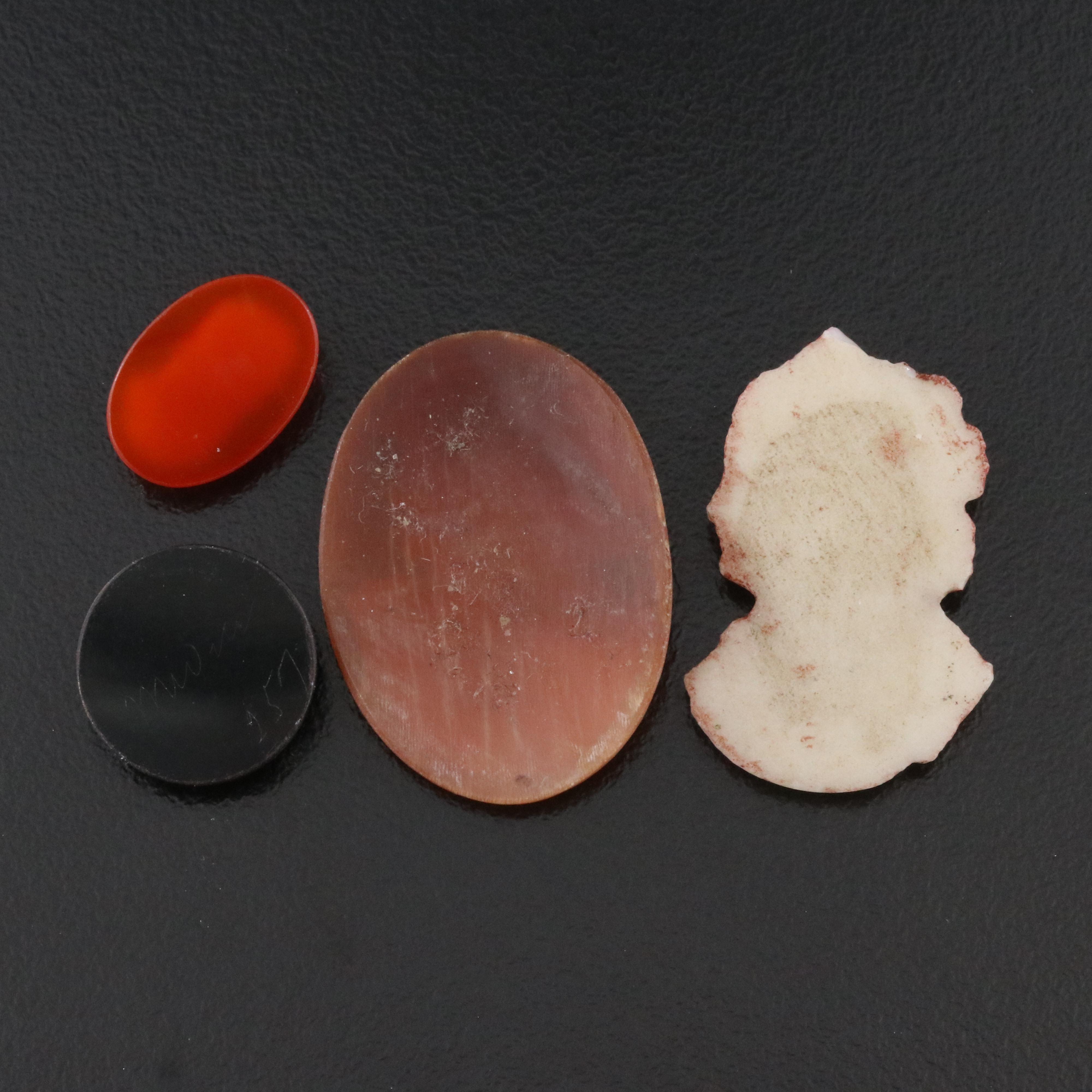 Loose Gemstone Lot Including Onyx, Shell and Glass