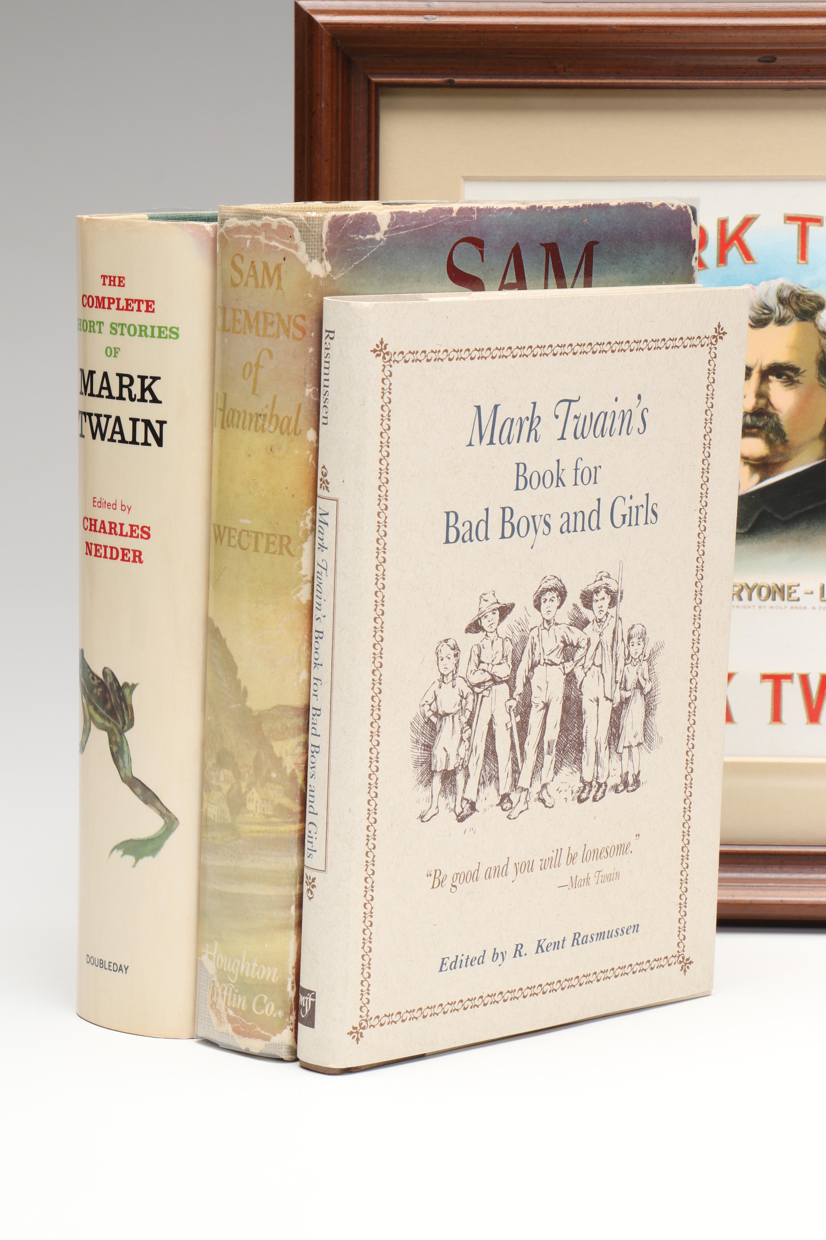Mark Twain Books and Memorabilia with Biography "Sam Clemens of Hannibal"