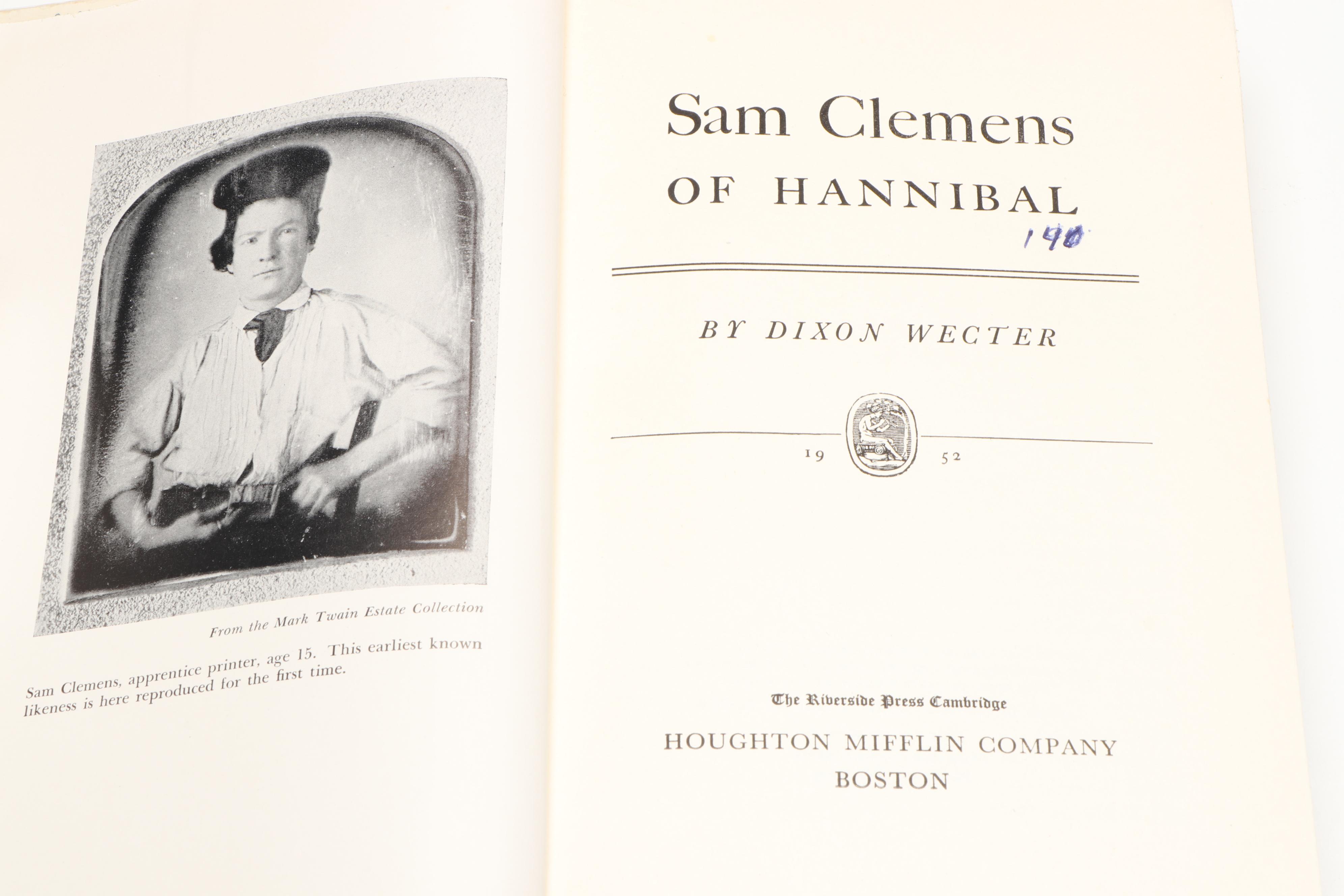 Mark Twain Books and Memorabilia with Biography "Sam Clemens of Hannibal"