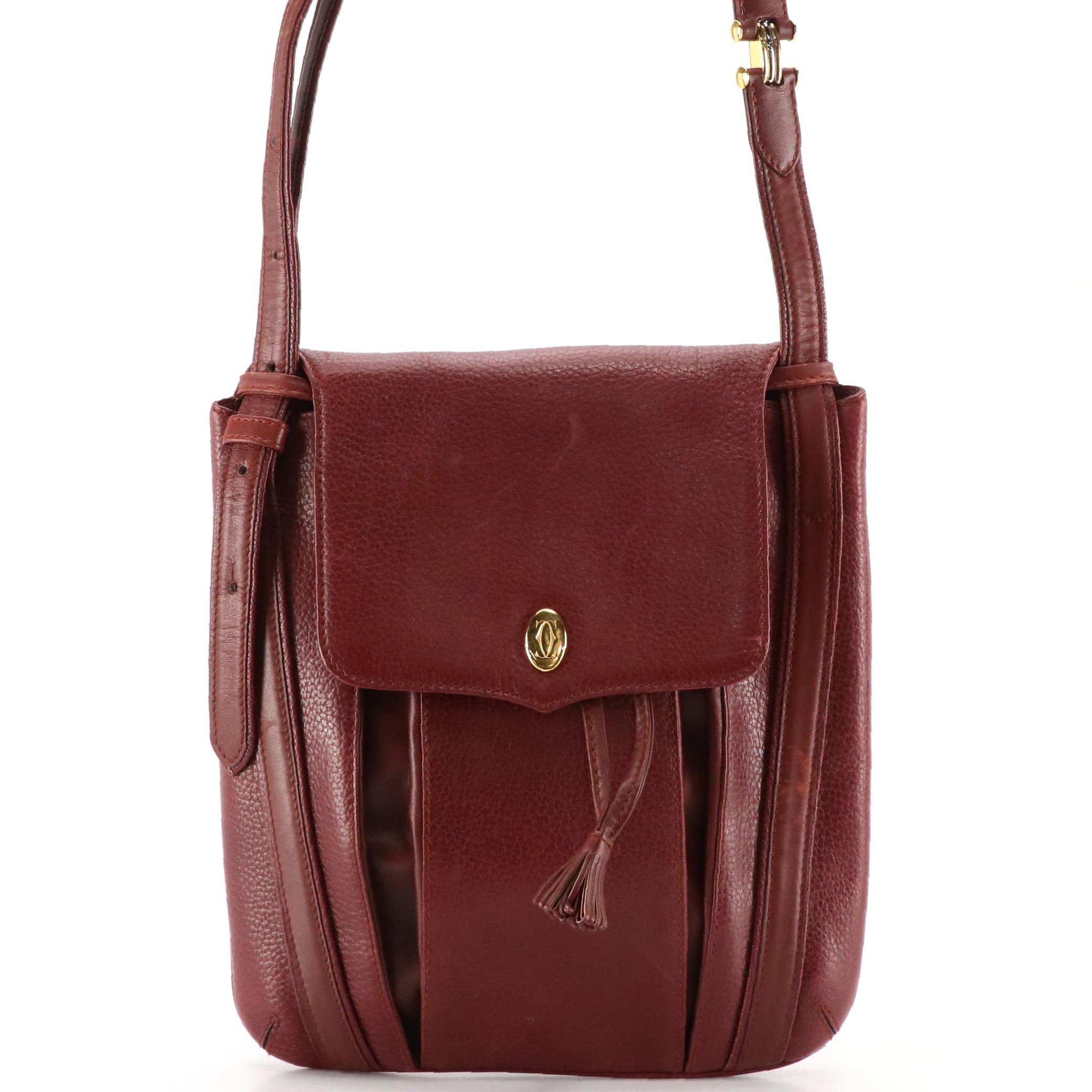 Cartier Must de Cartier Burgundy Calfskin Leather Shoulder Bag
